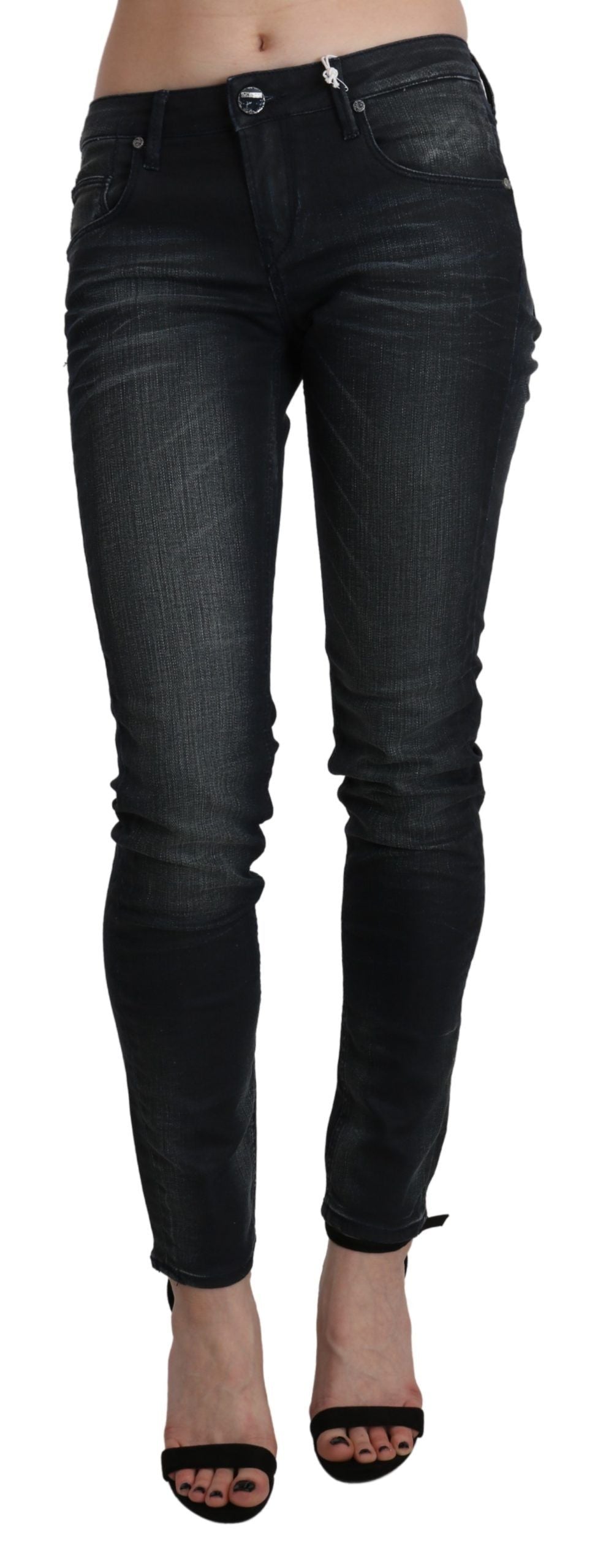 Acht Black Washed Low Waist Skinny Denim Trouser | Regal Royce