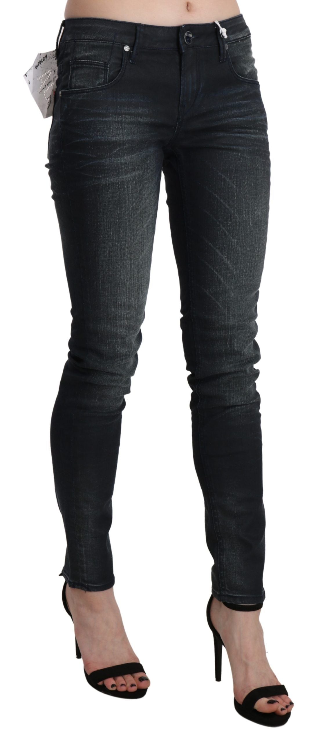 Acht Blue Washed Low Waist Skinny Denim Trouser | Regal Royce