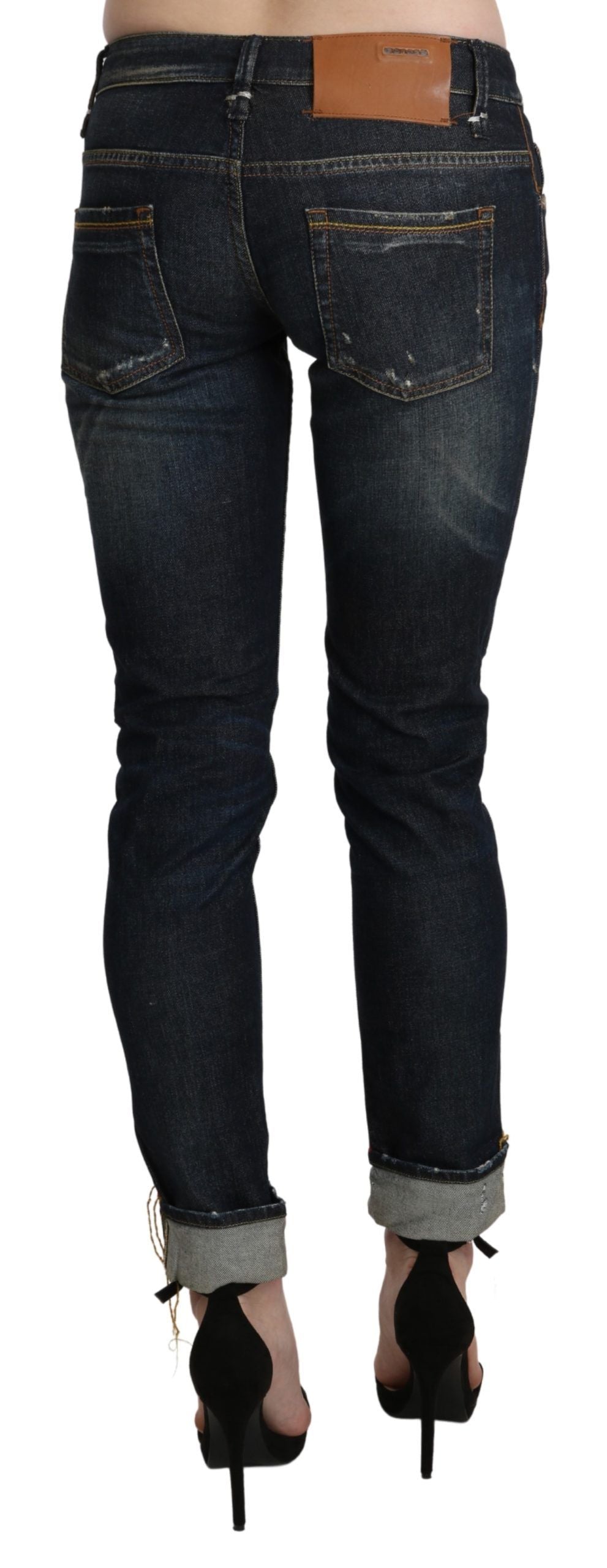 Acht Blue Washed Low Waist Skinny Cropped Denim Pant | Regal Royce