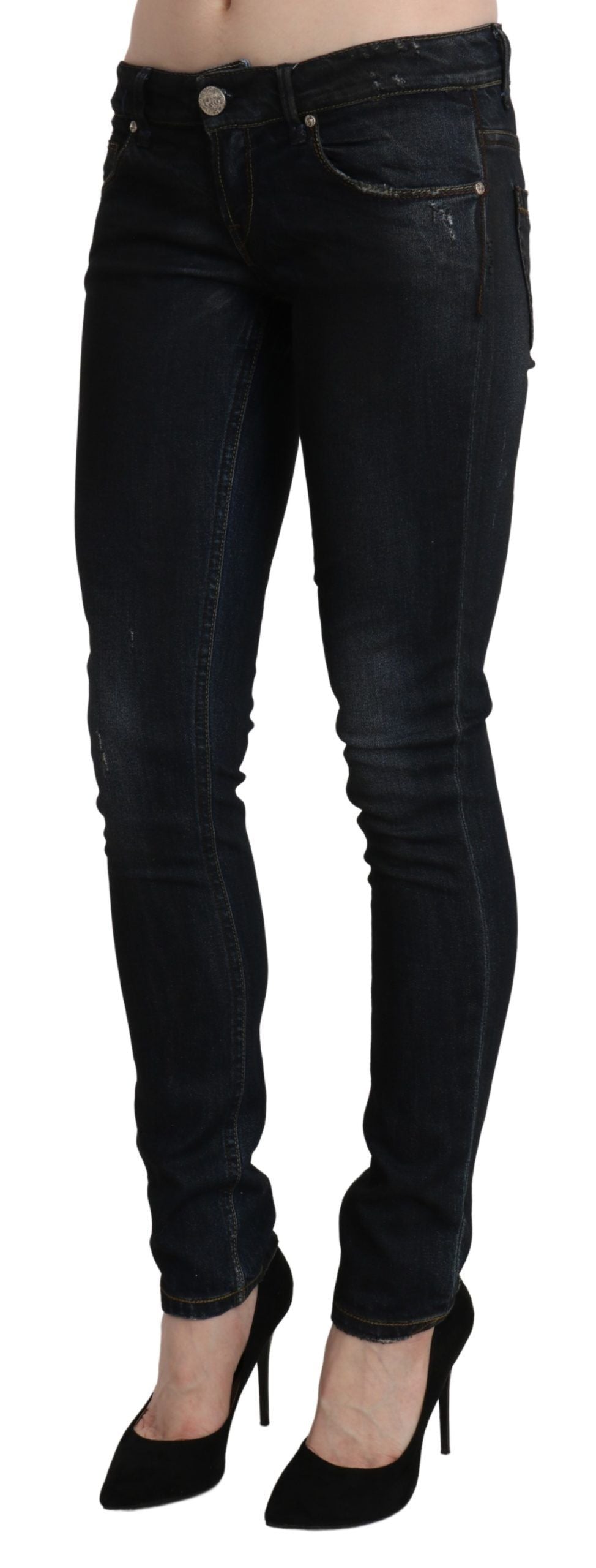 Acht Blue Washed Low Waist Skinny Denim Slim Trouser | Regal Royce