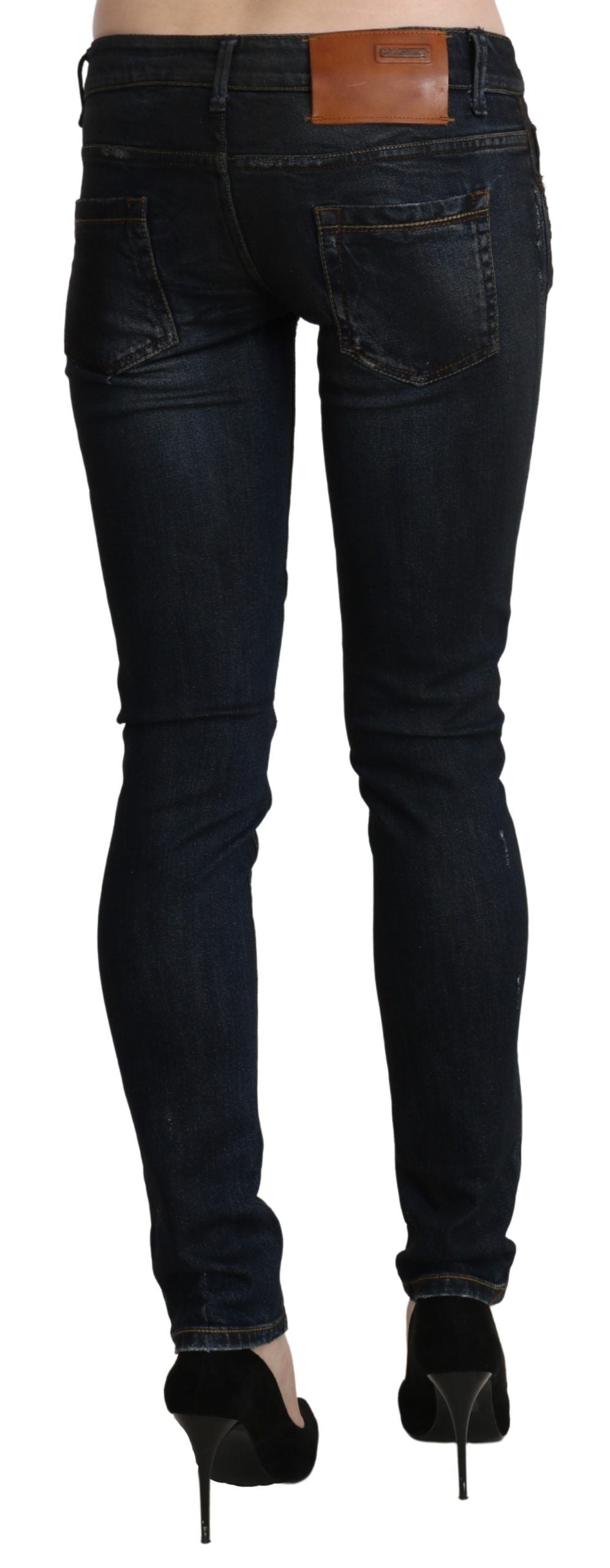 Acht Blue Washed Low Waist Skinny Denim Slim Trouser | Regal Royce