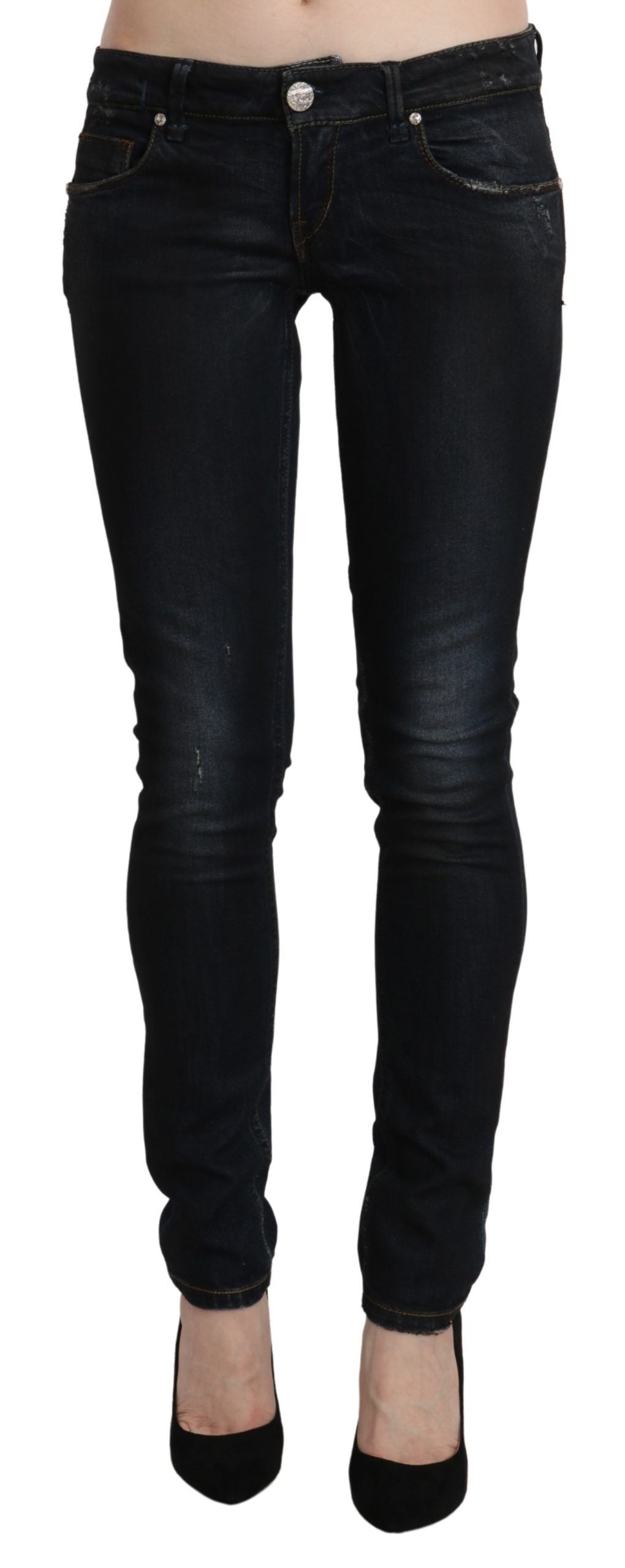 Acht Blue Washed Low Waist Skinny Denim Slim Trouser | Regal Royce