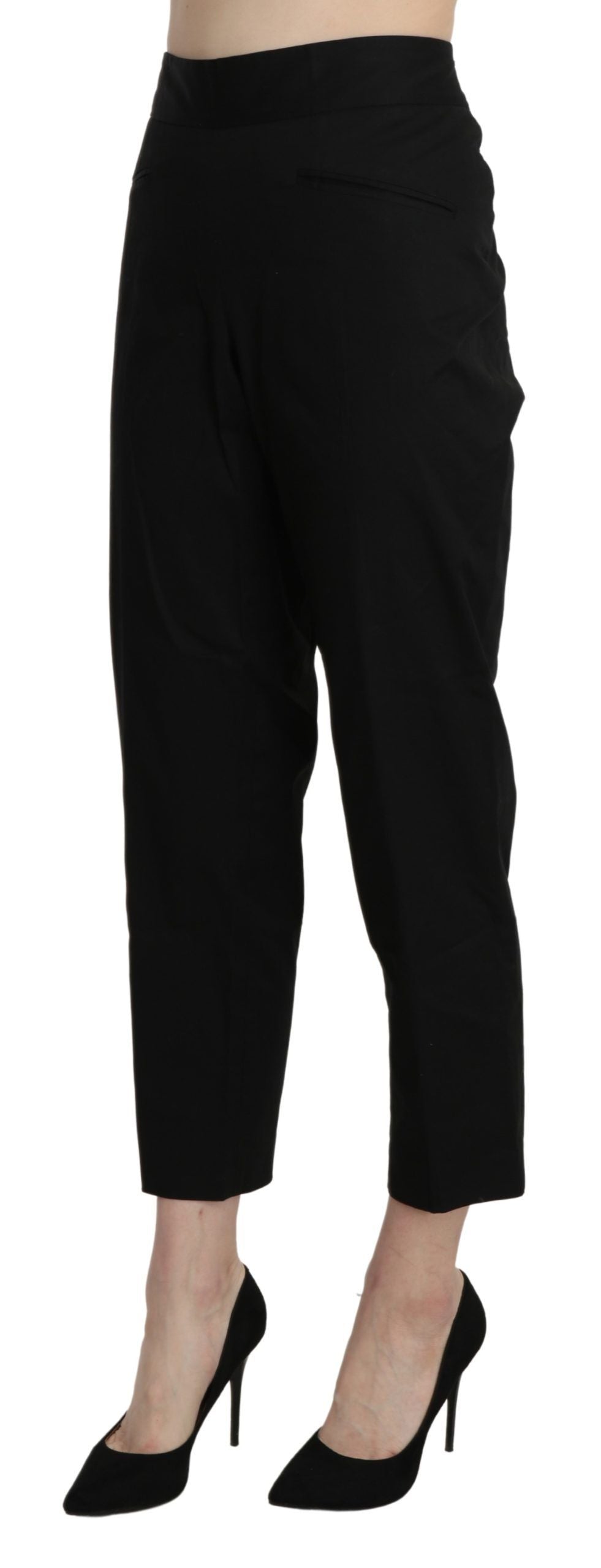 BENCIVENGA Black High Waist Straight Cropped Dress Pants | Regal Royce