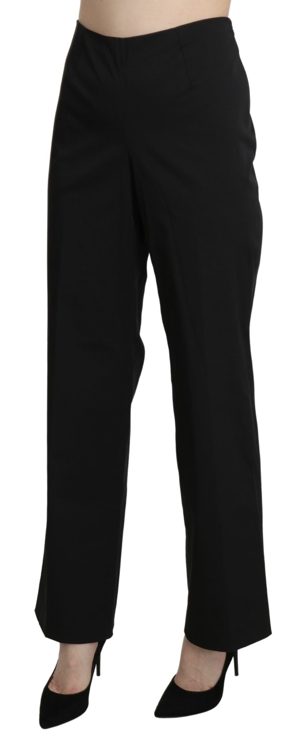 BENCIVENGA Black High Waist Straight Dress Trouser Pants | Regal Royce