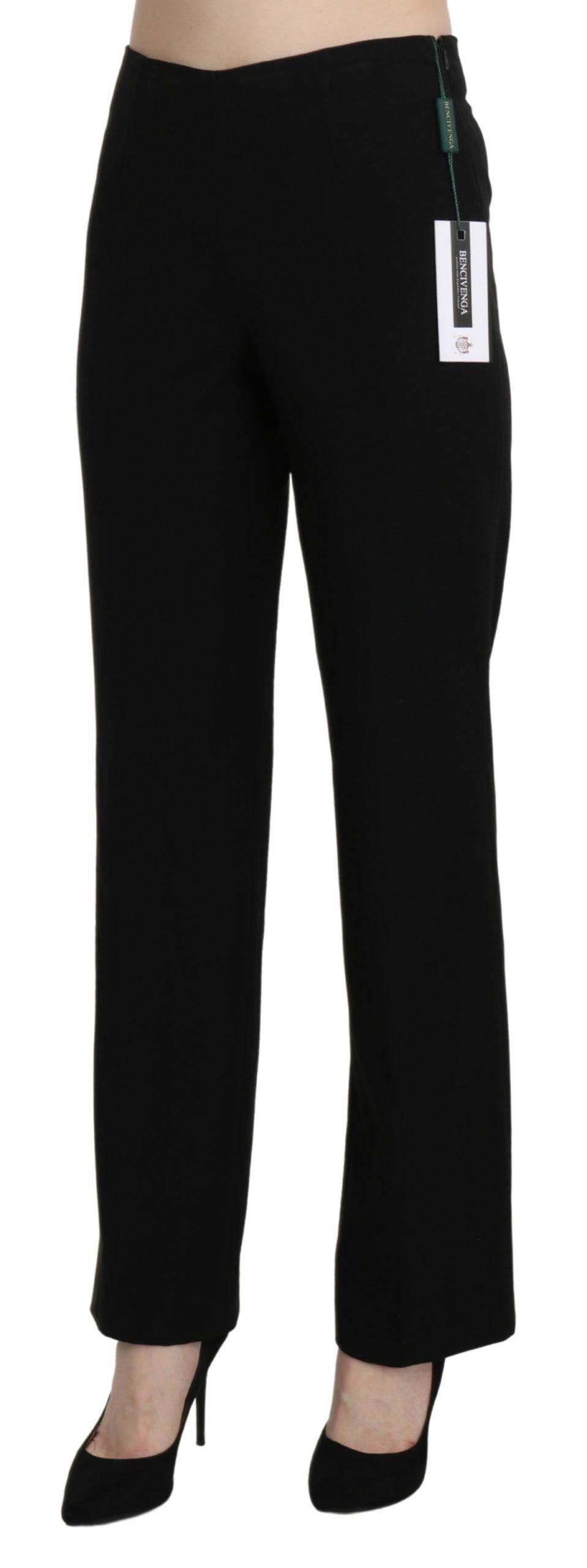 BENCIVENGA Black High Waist Straight Formal Dress Trouser | Regal Royce