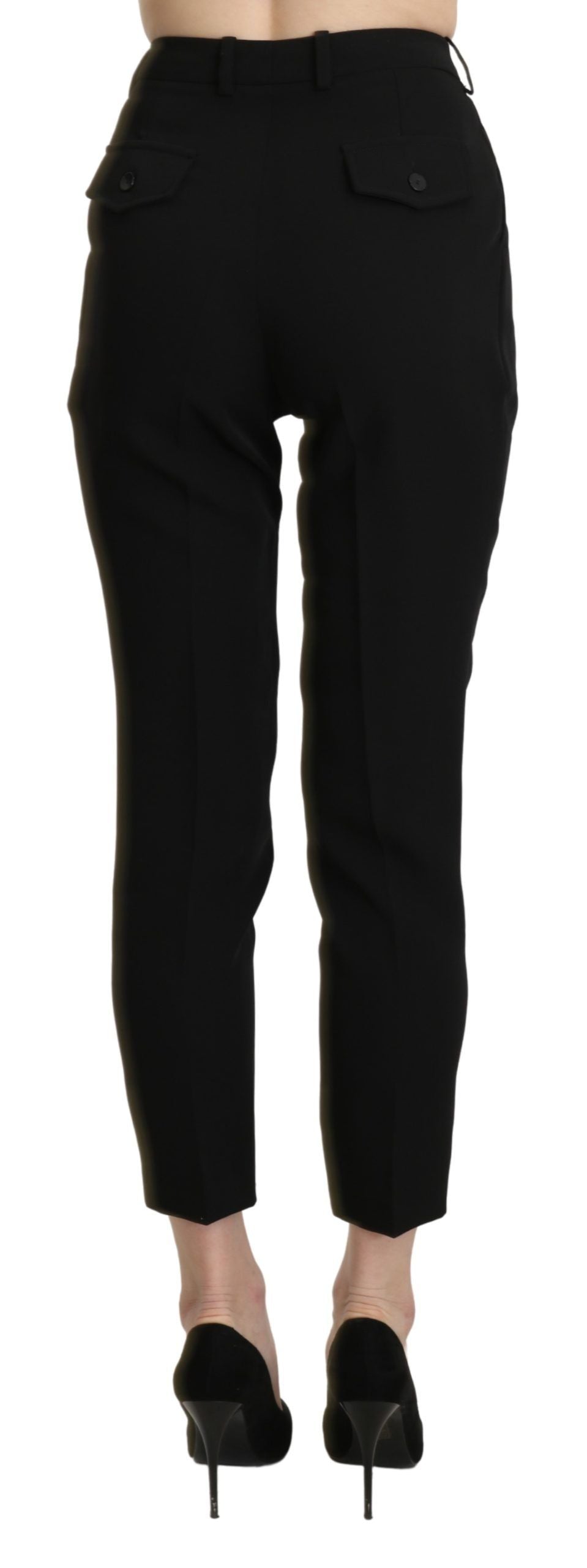 BENCIVENGA Black High Waist Skinny Cropped Dress Trouser Pant | Regal Royce