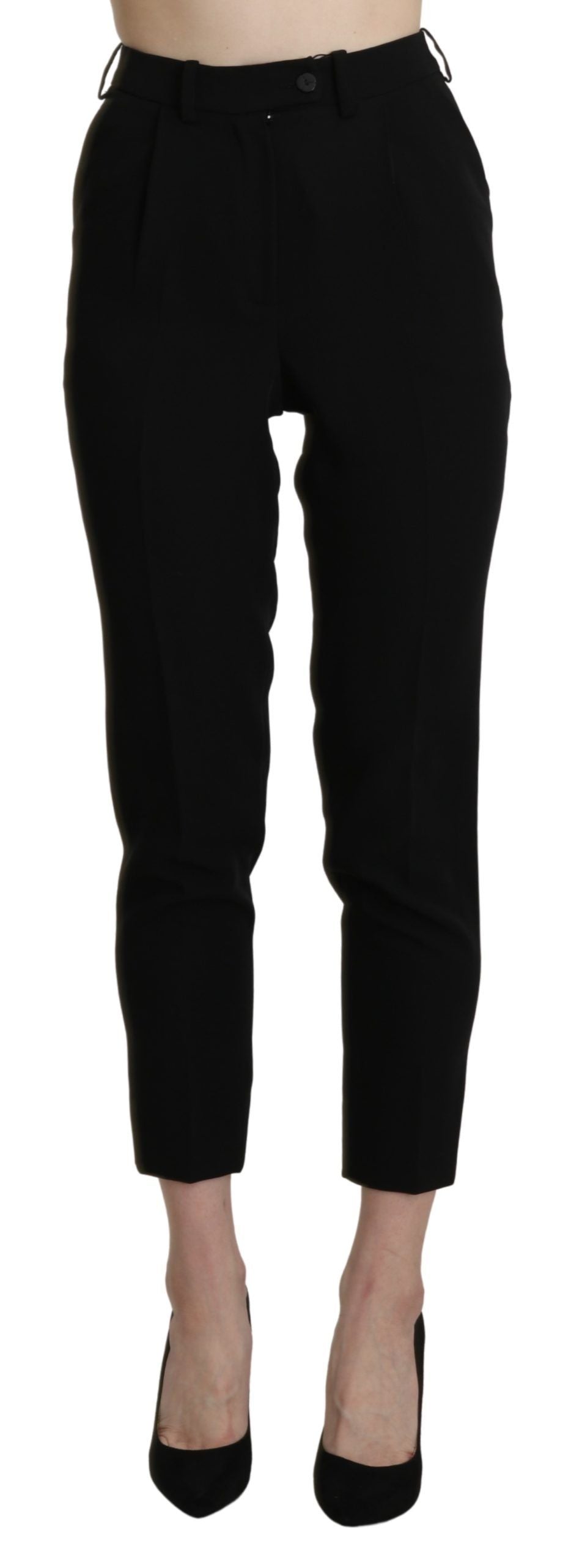 BENCIVENGA Black High Waist Skinny Cropped Dress Trouser Pant | Regal Royce