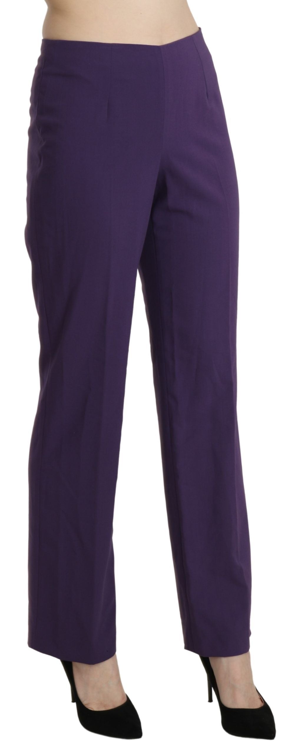 BENCIVENGA Purple High Waist Straight Dress Trouser Pants | Regal Royce