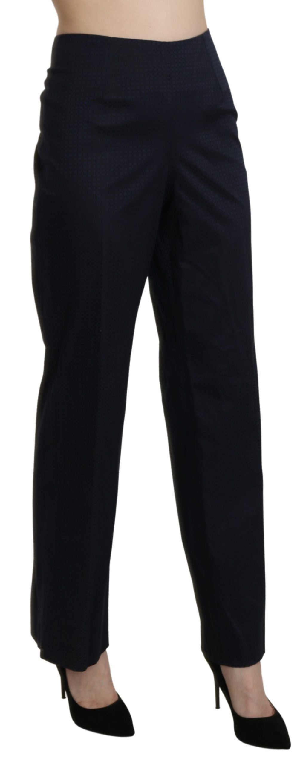 BENCIVENGA Navy Blue High Waist Straight Dress Trouser Pants | Regal Royce