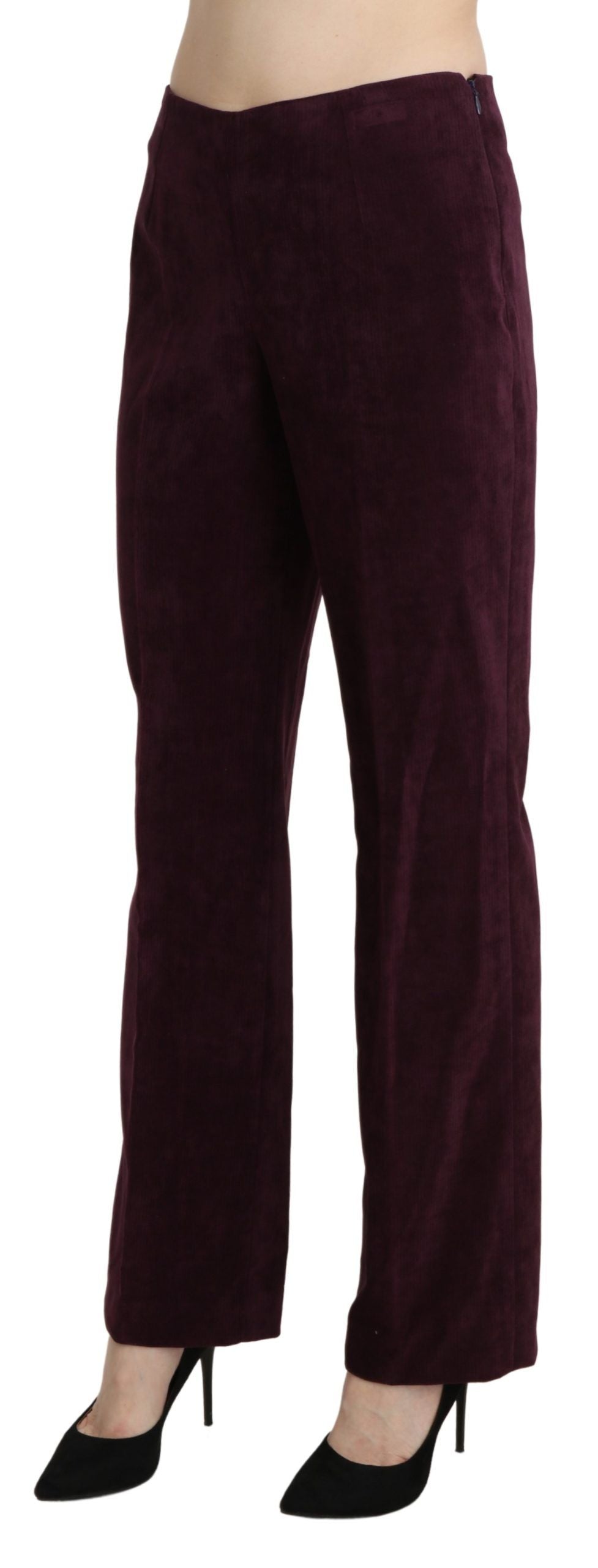 BENCIVENGA Purple Suede High Waist Straight Trouser Pants | Regal Royce