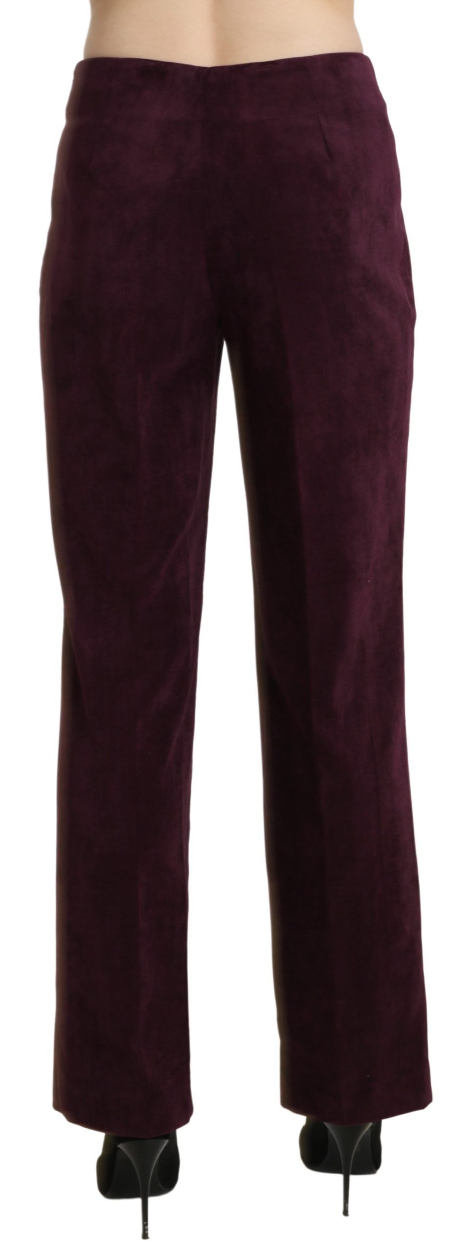 BENCIVENGA Purple Suede High Waist Straight Trouser Pants | Regal Royce