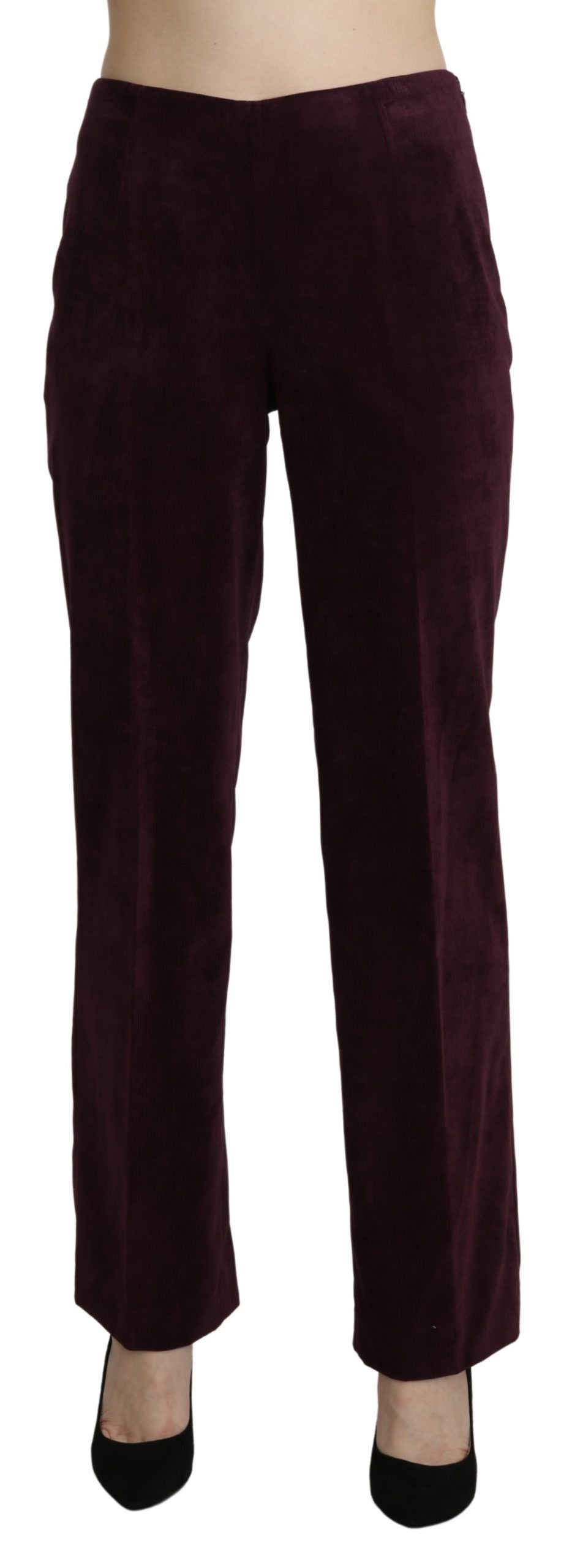 BENCIVENGA Purple Suede High Waist Straight Trouser Pants | Regal Royce