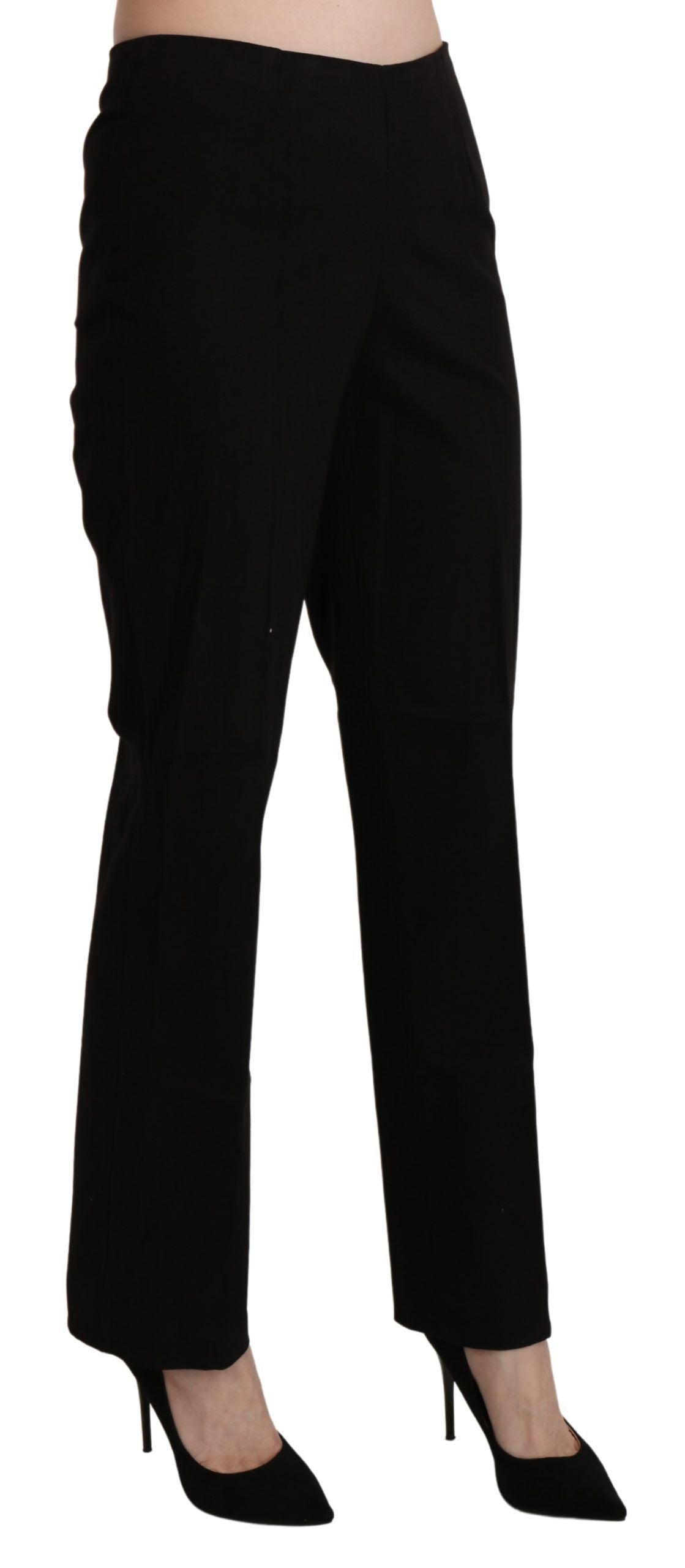 BENCIVENGA Black High Waist Straight Dress Trouser Pant | Regal Royce