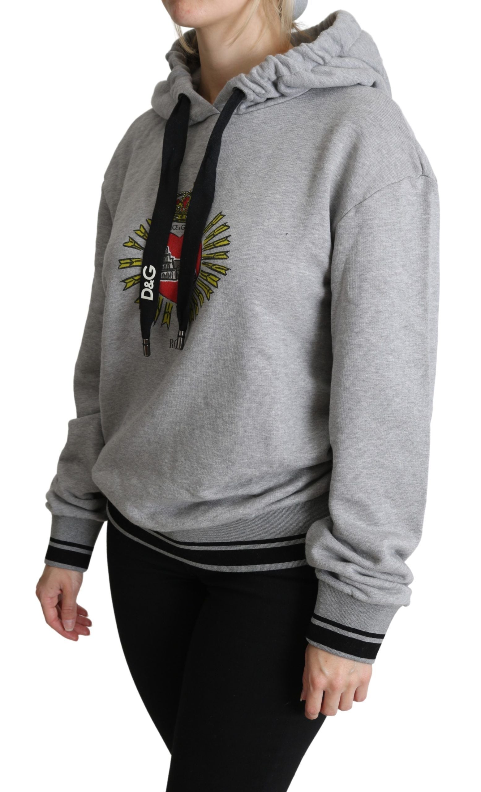 Dolce & Gabbana Gray Printed Hooded Exclusive Logo Sweater | Regal Royce
