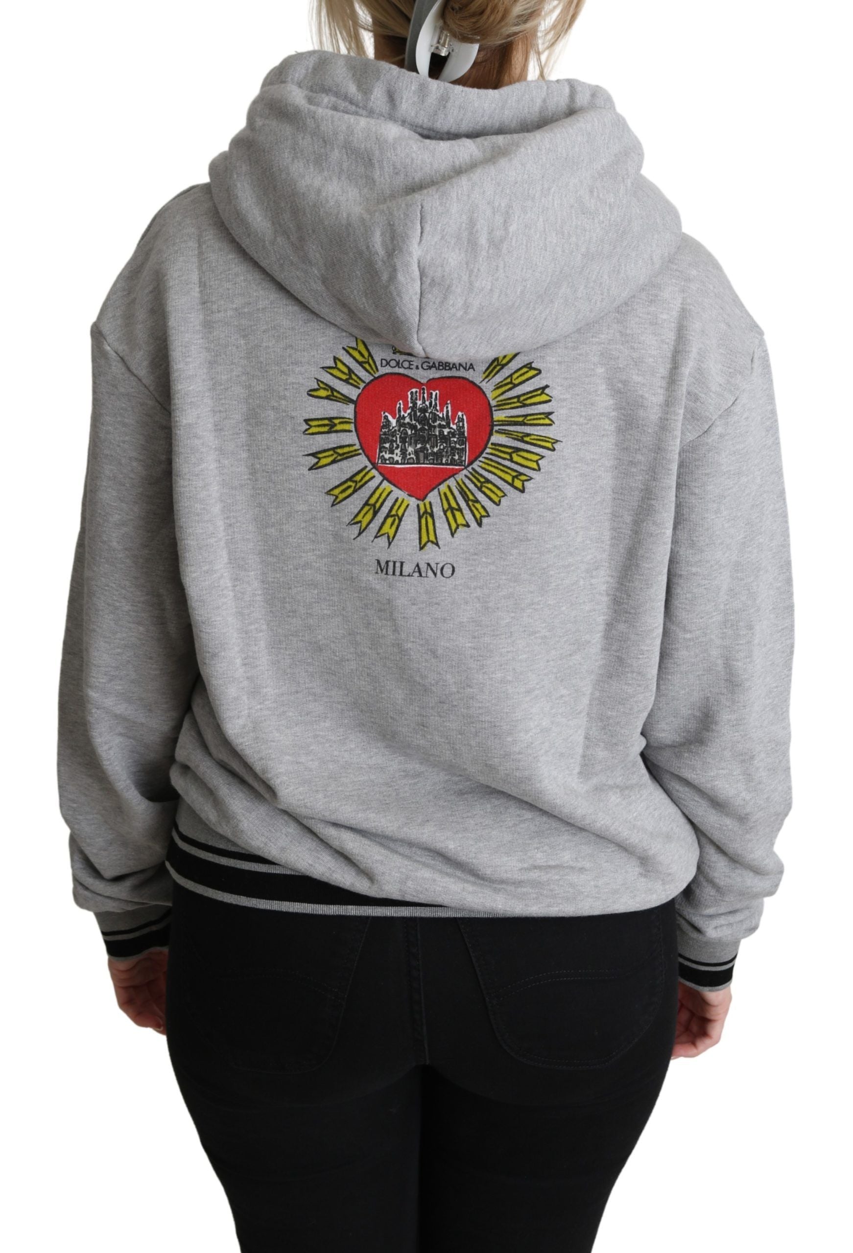 Dolce & Gabbana Gray Printed Hooded Exclusive Logo Sweater | Regal Royce