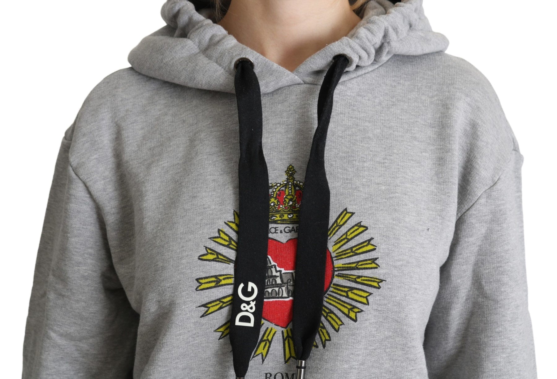 Dolce & Gabbana Gray Printed Hooded Exclusive Logo Sweater | Regal Royce