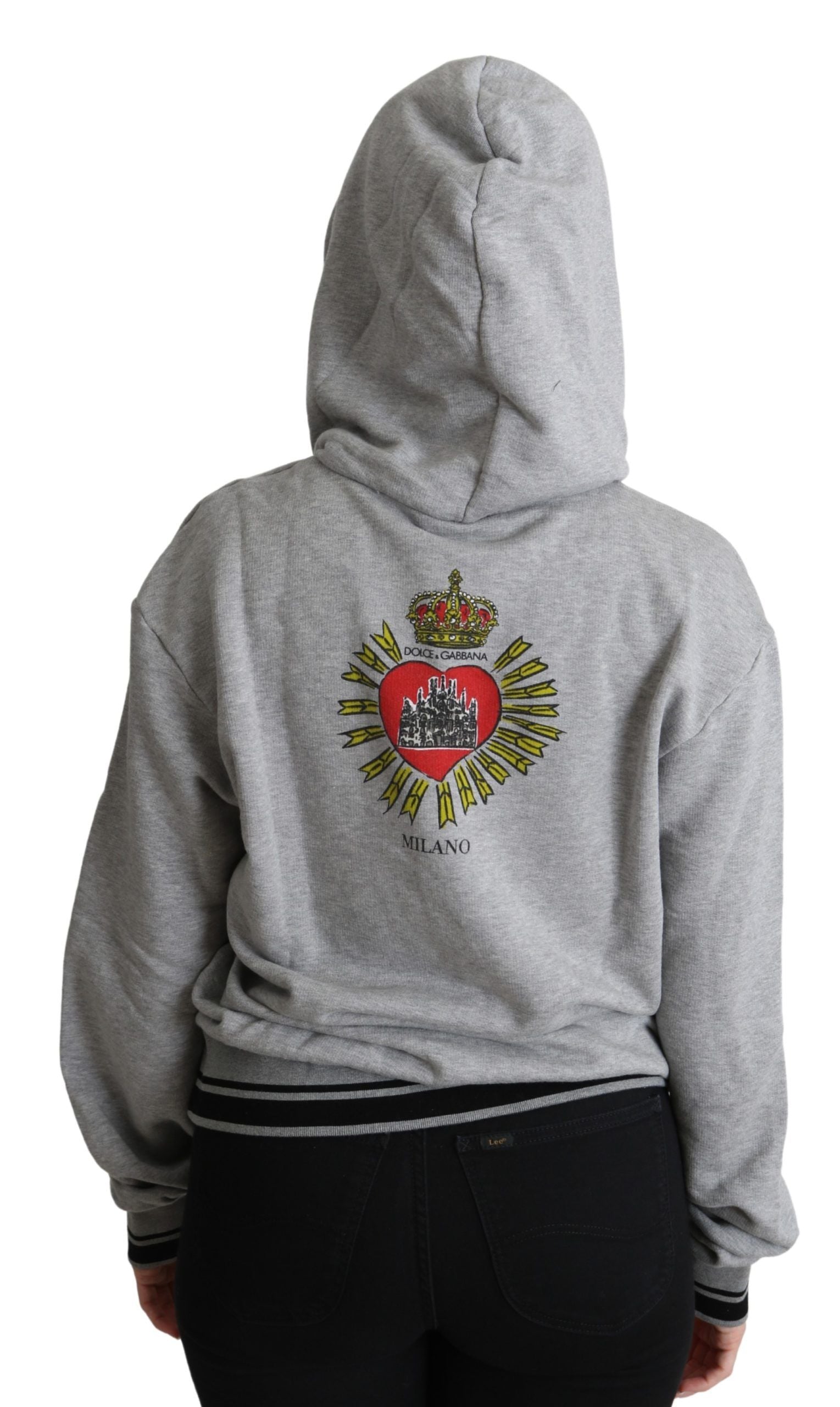 Dolce & Gabbana Gray Printed Hooded Exclusive Logo Sweater | Regal Royce