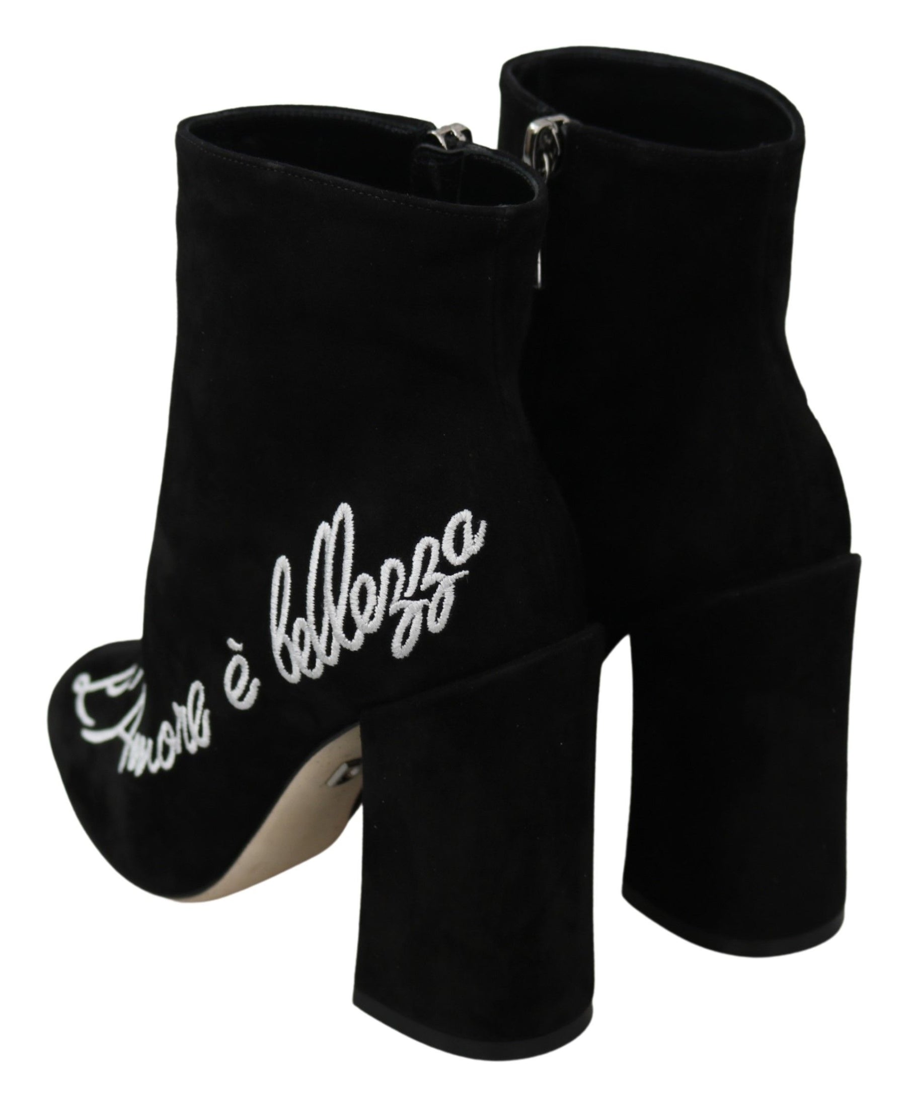 Dolce & Gabbana Black Suede L'Amore E'Bellezza Boots Shoes | Regal Royce