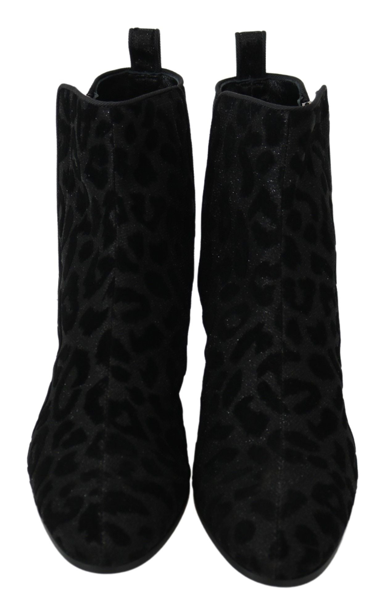Dolce & Gabbana Black Leopard Short Boots Zipper Shoes | Regal Royce