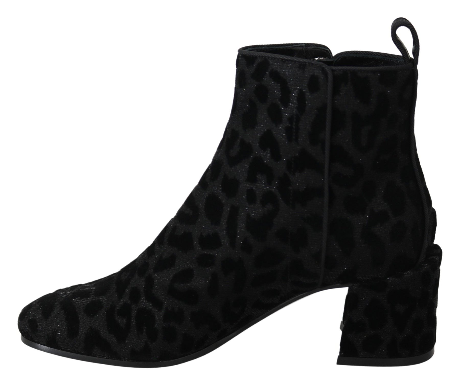 Dolce & Gabbana Black Leopard Short Boots Zipper Shoes | Regal Royce