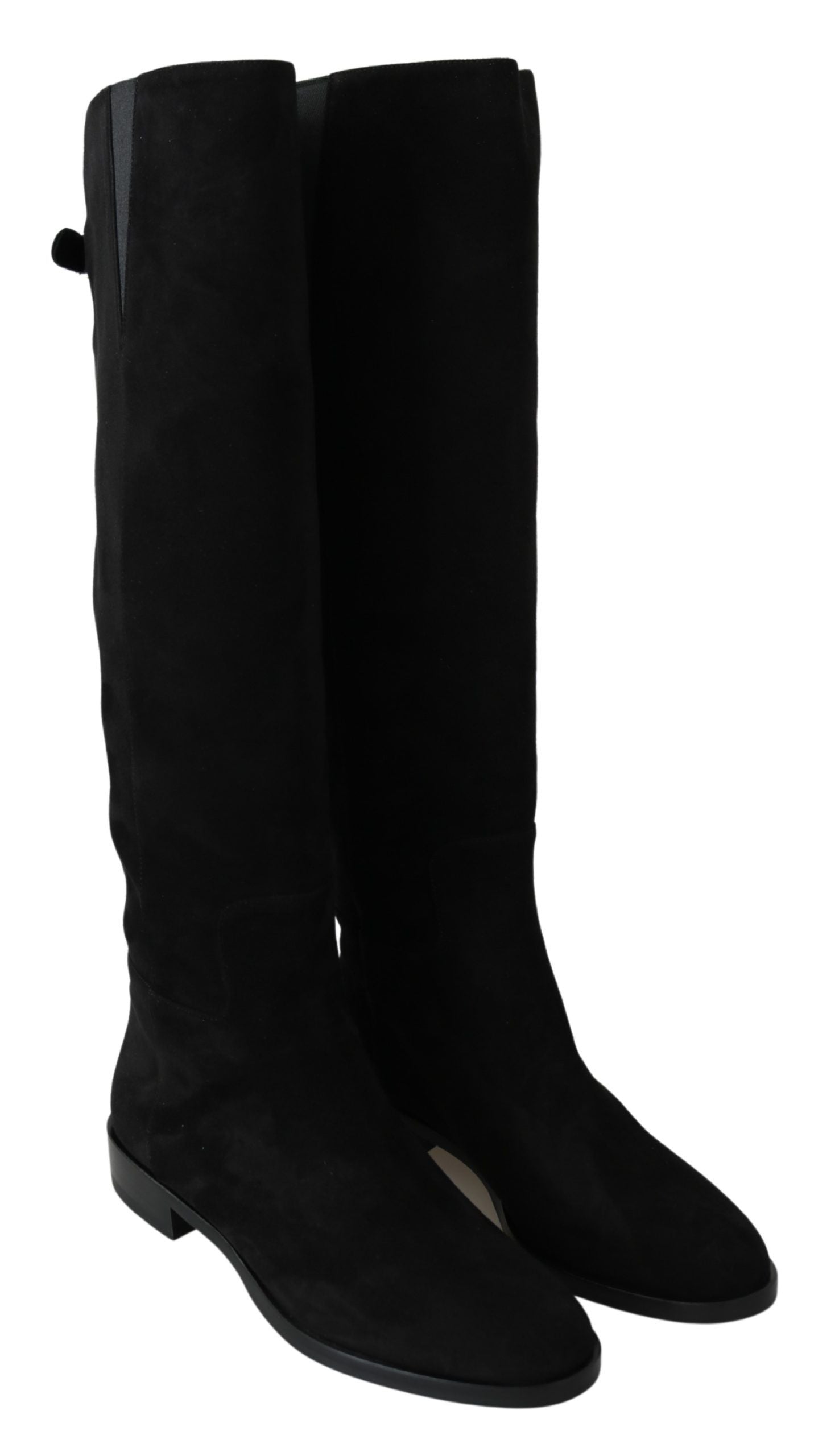 Dolce & Gabbana Black Suede Knee High Flat Boots Shoes | Regal Royce