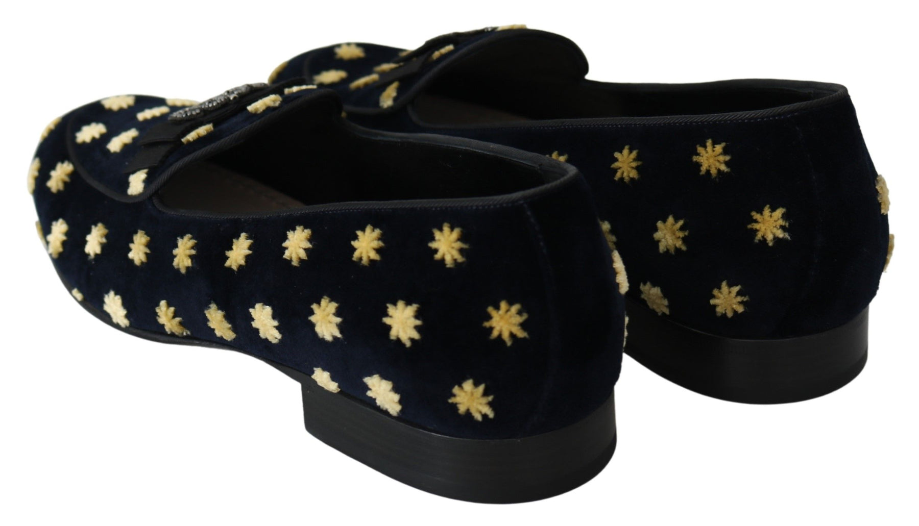 Dolce & Gabbana Blue Velvet Crown Slippers Loafers Shoes | Regal Royce