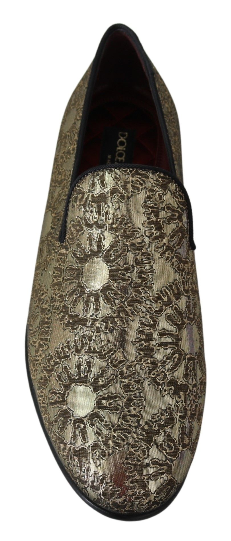 Dolce & Gabbana Gold Jacquard Flats Mens Loafers Shoes | Regal Royce
