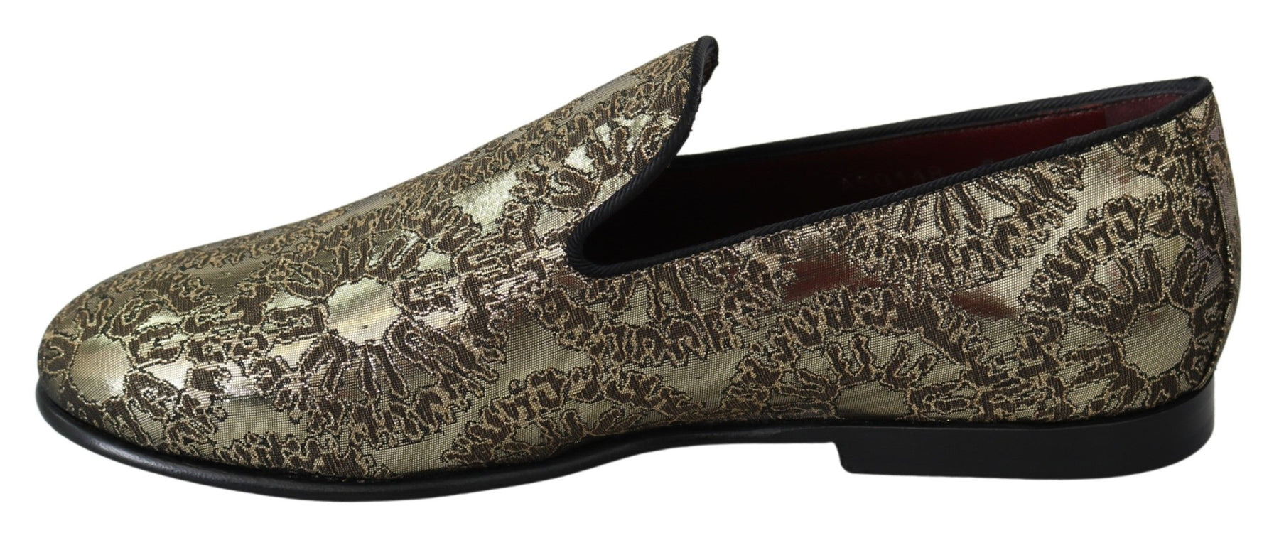 Dolce & Gabbana Gold Jacquard Flats Mens Loafers Shoes | Regal Royce