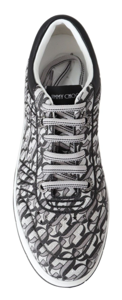 Jimmy Choo Silver Black Glitter Hawaii Sneakers | Regal Royce