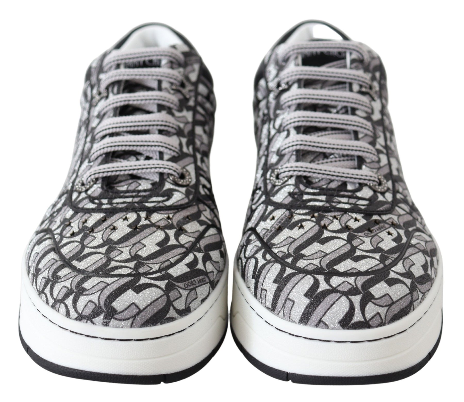 Jimmy Choo Silver Black Glitter Hawaii Sneakers | Regal Royce