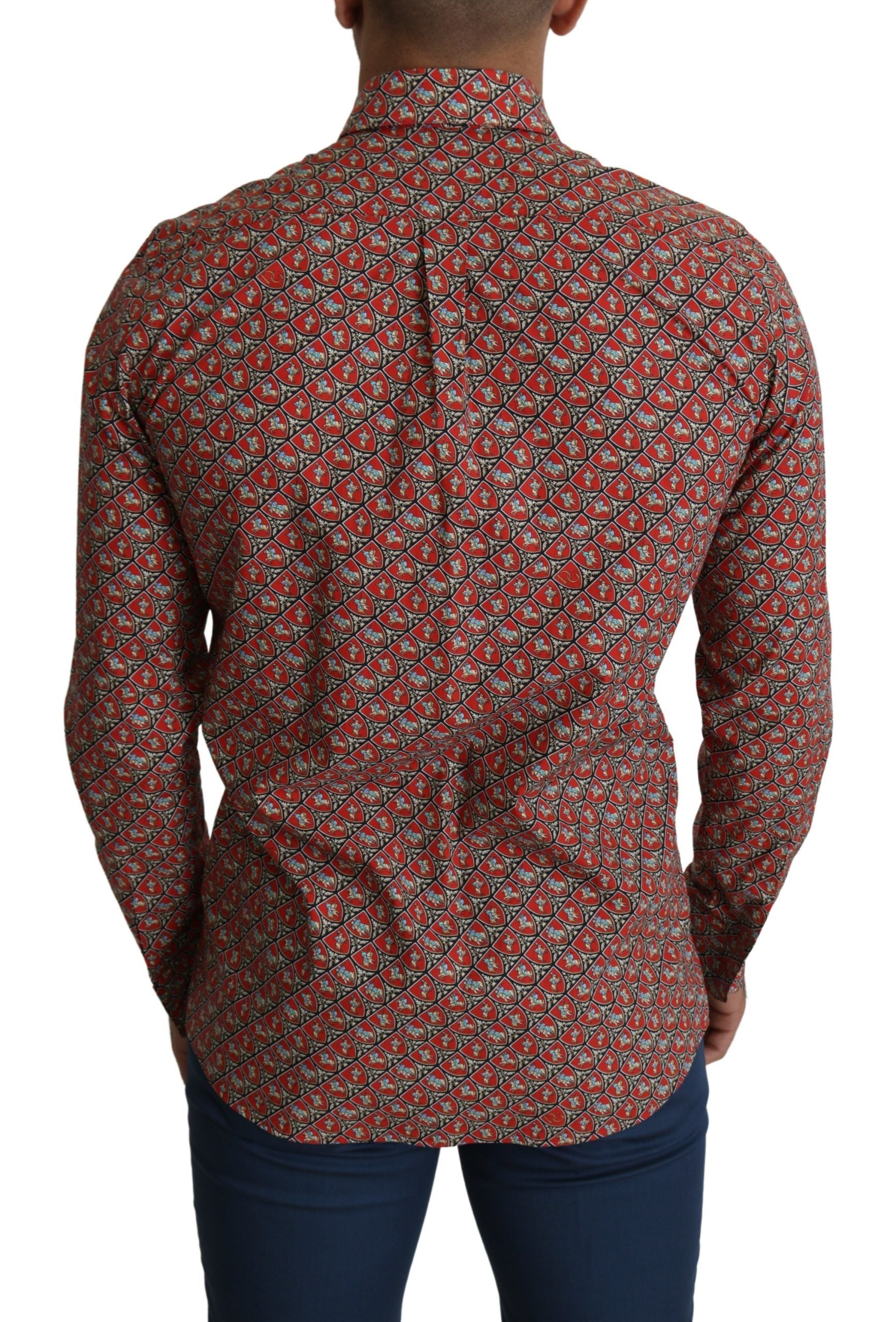 Dolce & Gabbana Red Printed Knight Formal Dress MARTINI Shirt | Regal Royce