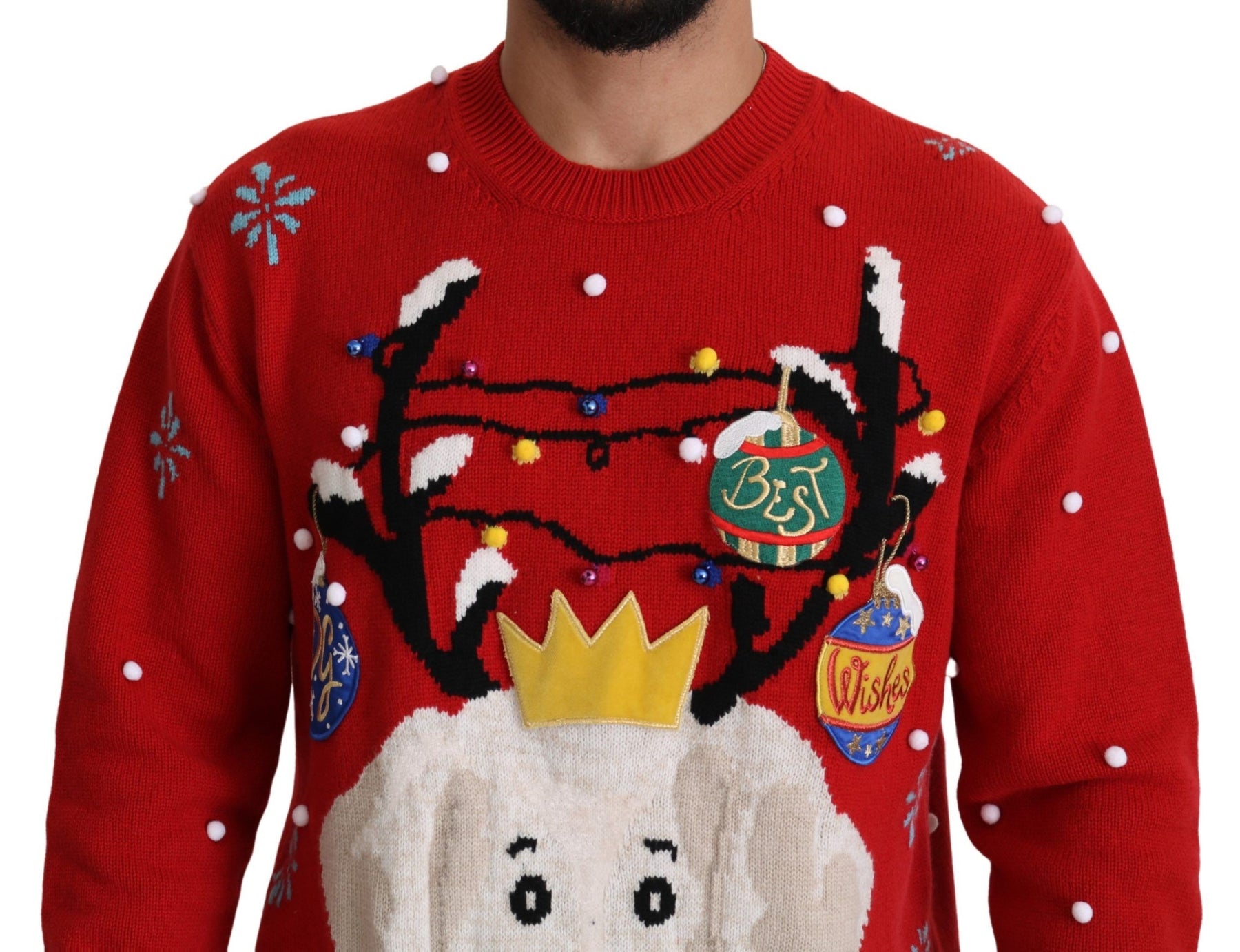 Dolce & Gabbana Red Christmas Dog Pullover Cashmere Sweater | Regal Royce