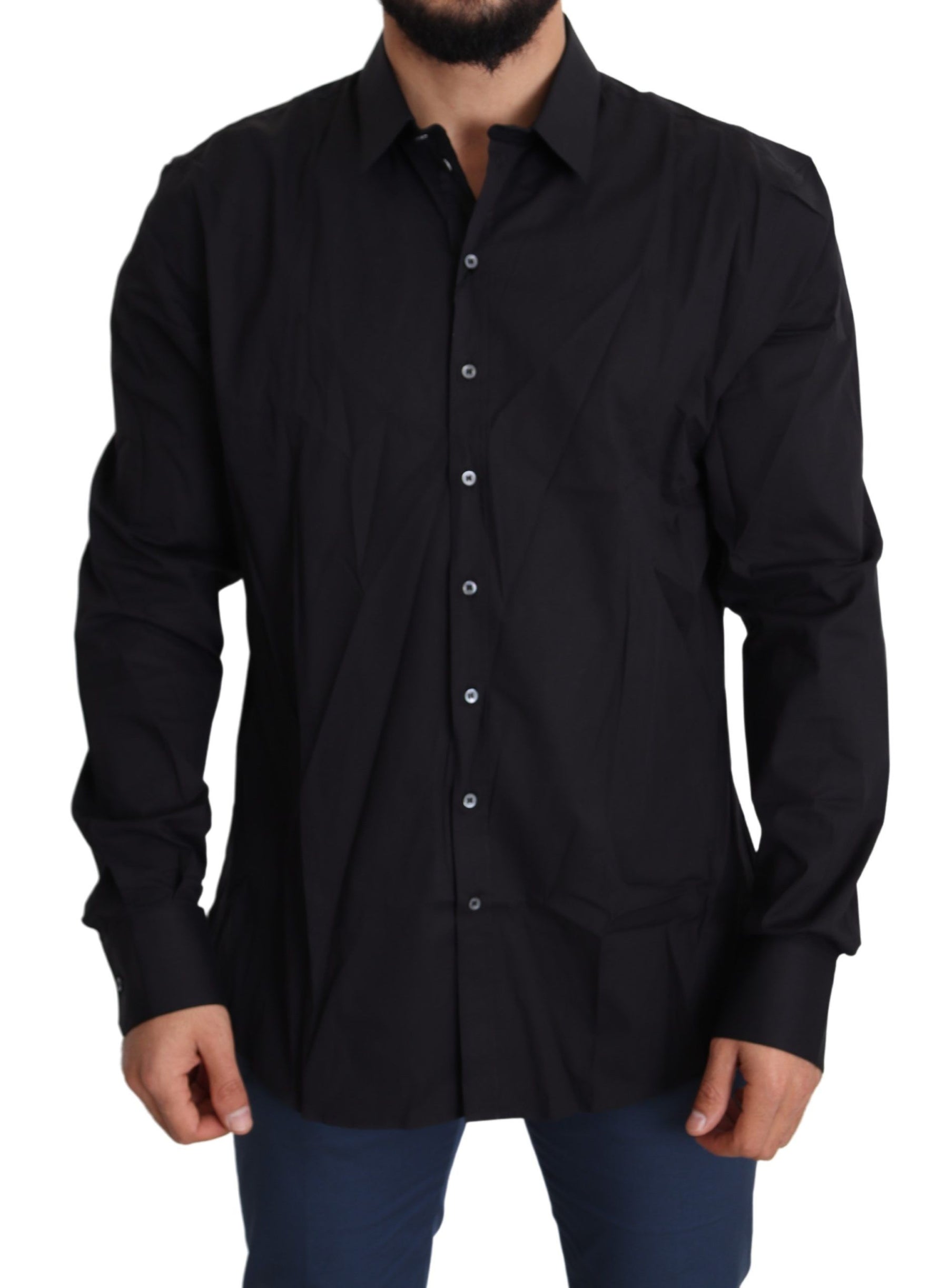 Dolce & Gabbana Black Cotton Stretch Dress SICILIA Shirt | Regal Royce