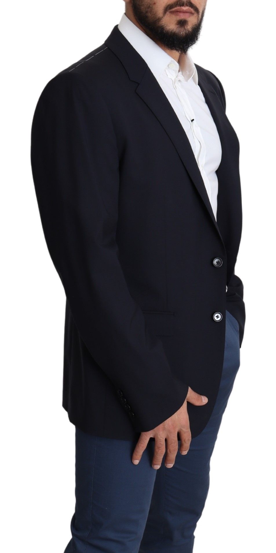 Dolce & Gabbana Black Wool Stretch Men Coat MARTINI Blazer | Regal Royce