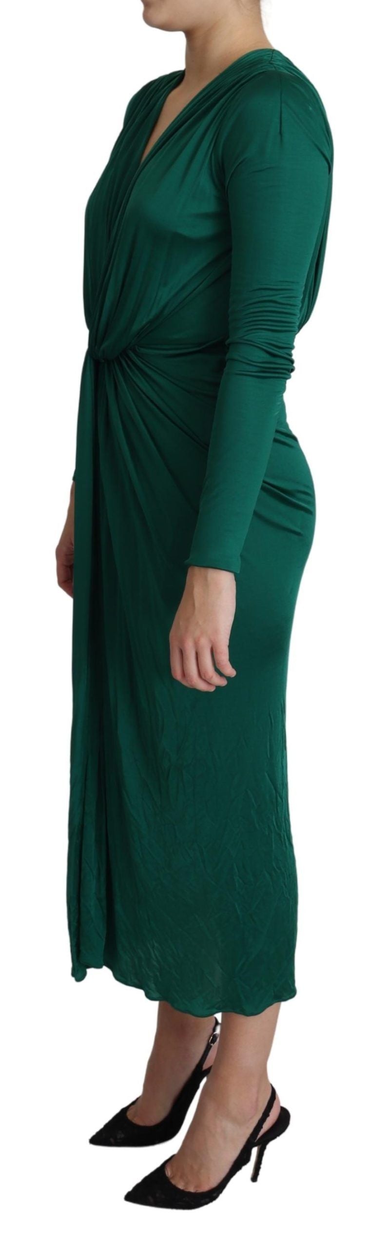 Dolce & Gabbana Green Fitted Silhouette Midi Viscose Dress | Regal Royce