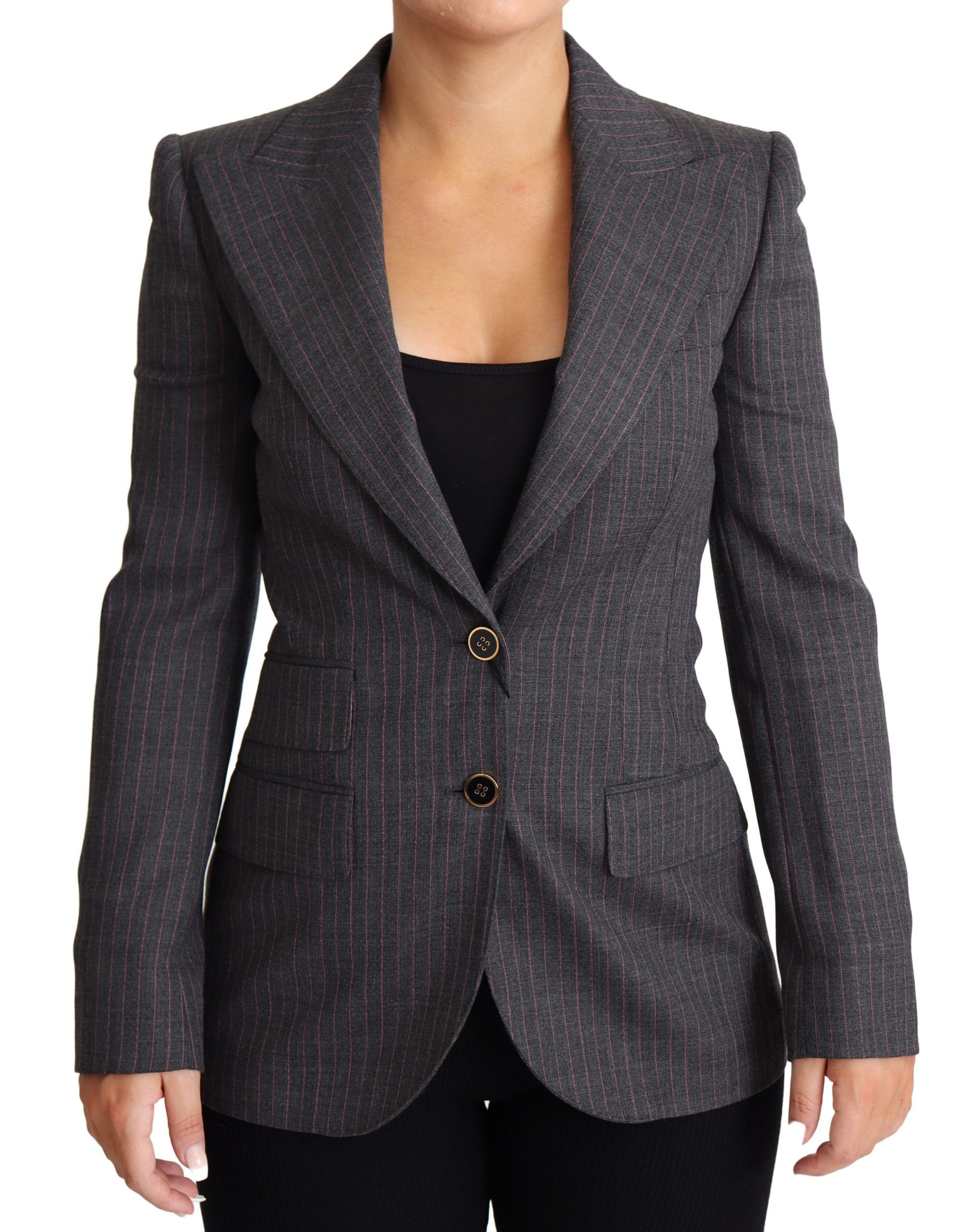 Dolce & Gabbana Gray Single Breasted Fitted Blazer Wool Jacket | Regal Royce