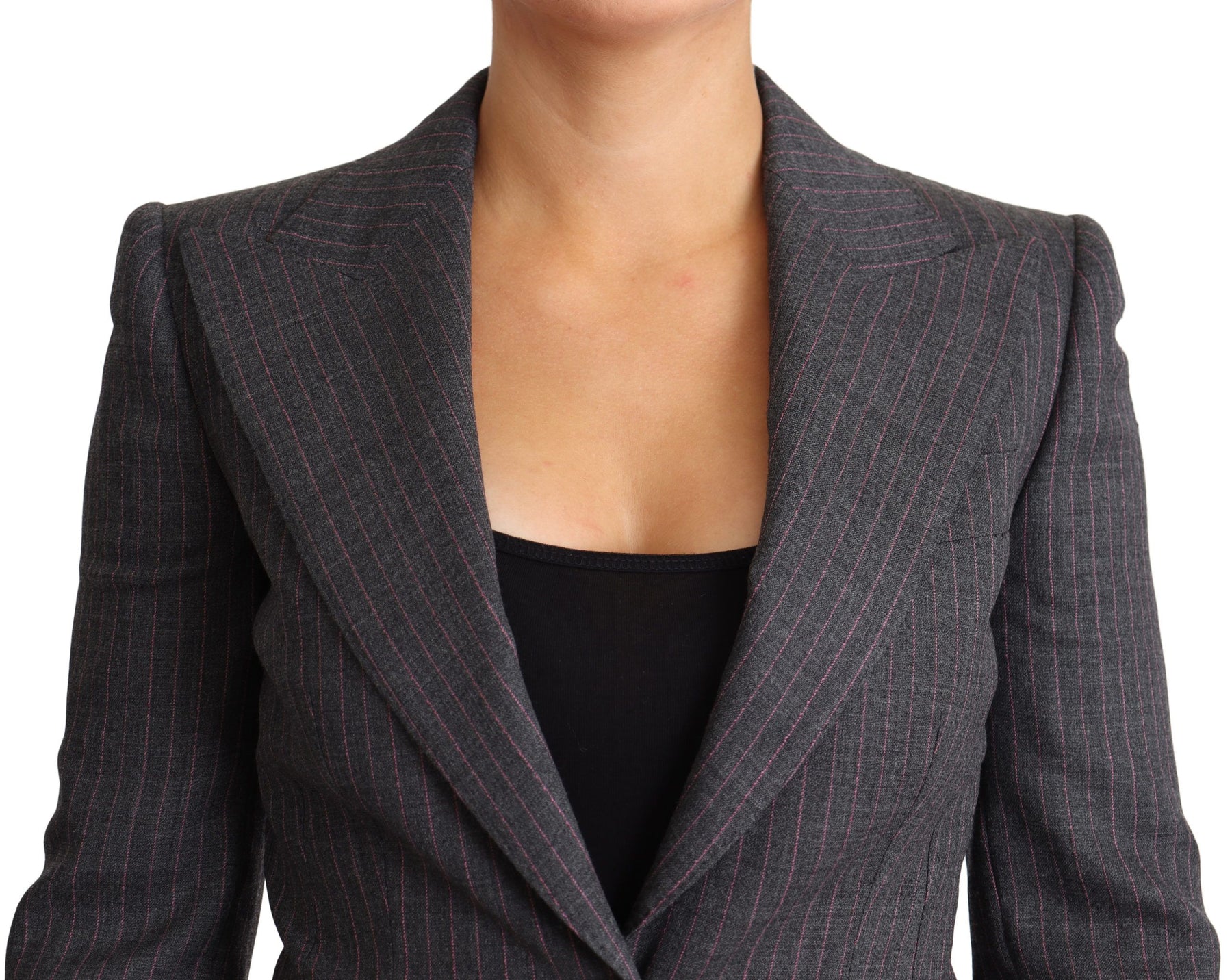 Dolce & Gabbana Gray Single Breasted Fitted Blazer Wool Jacket | Regal Royce