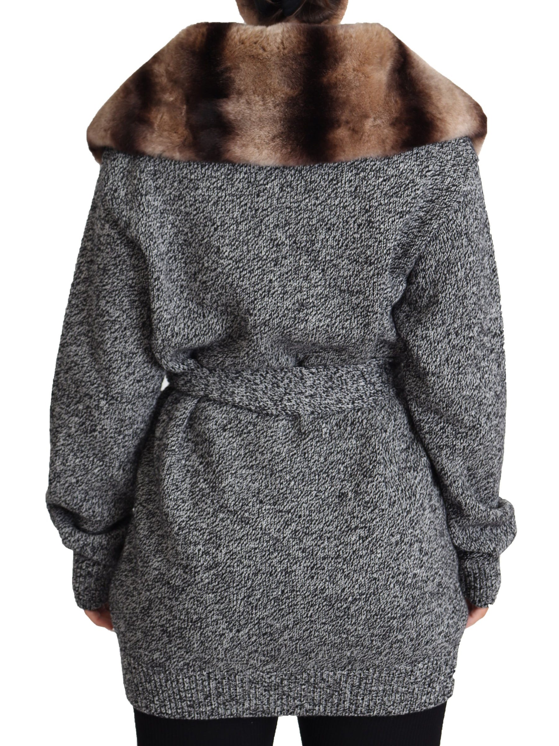Dolce & Gabbana Gray Cardigan Fur Coat Cashmere Jacket | Regal Royce