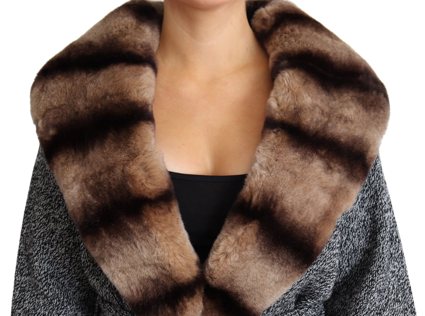 Dolce & Gabbana Gray Cardigan Fur Coat Cashmere Jacket | Regal Royce