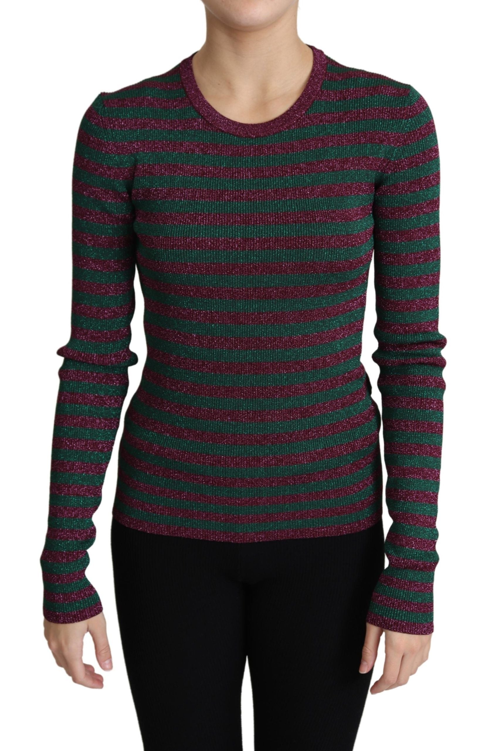 Dolce & Gabbana Multicolor Stripes Crew Neck Pullover Sweater | Regal Royce