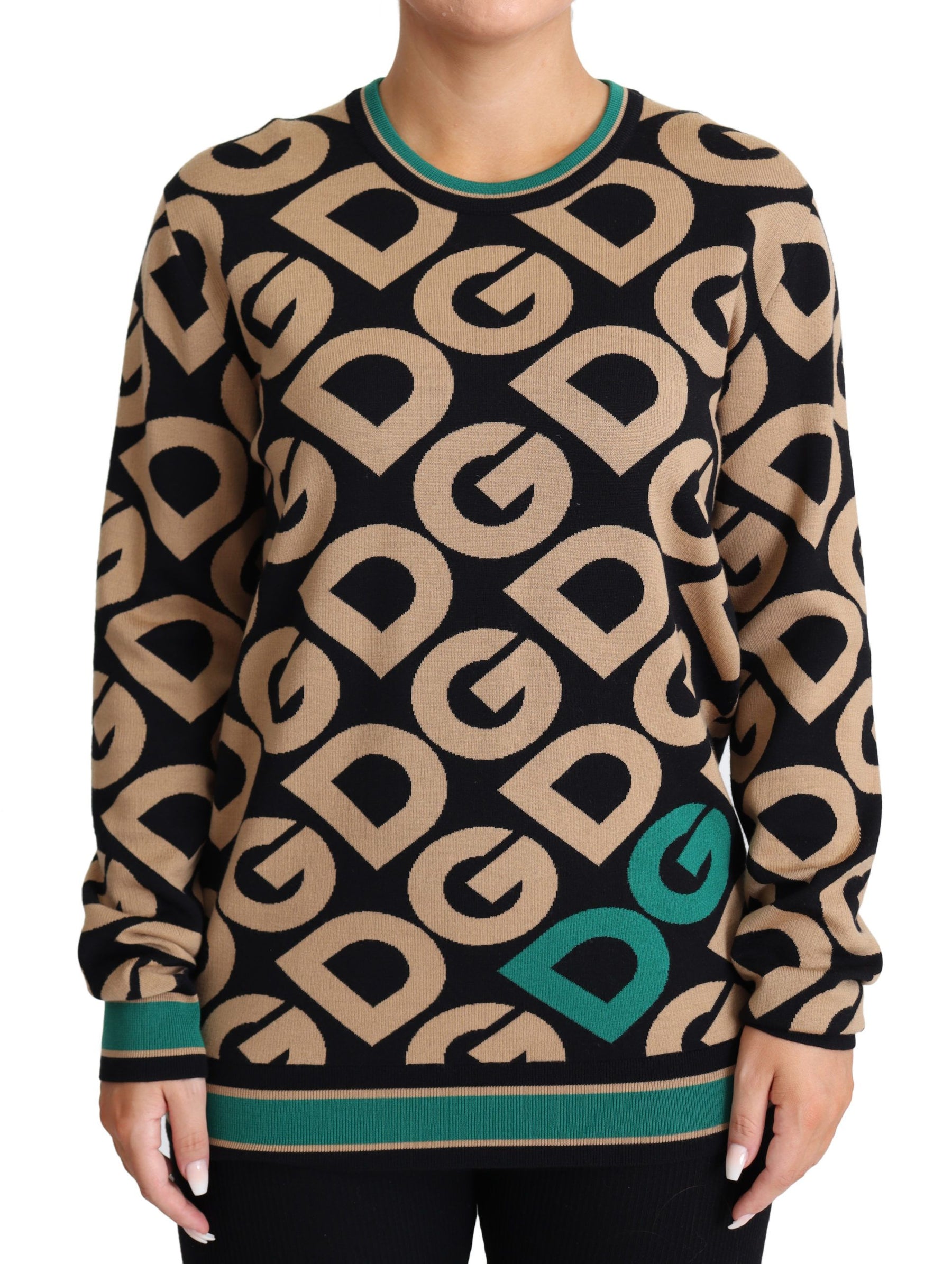 Dolce & Gabbana Multicolor DG Mania Wool Crewneck Pullover Sweater | Regal Royce