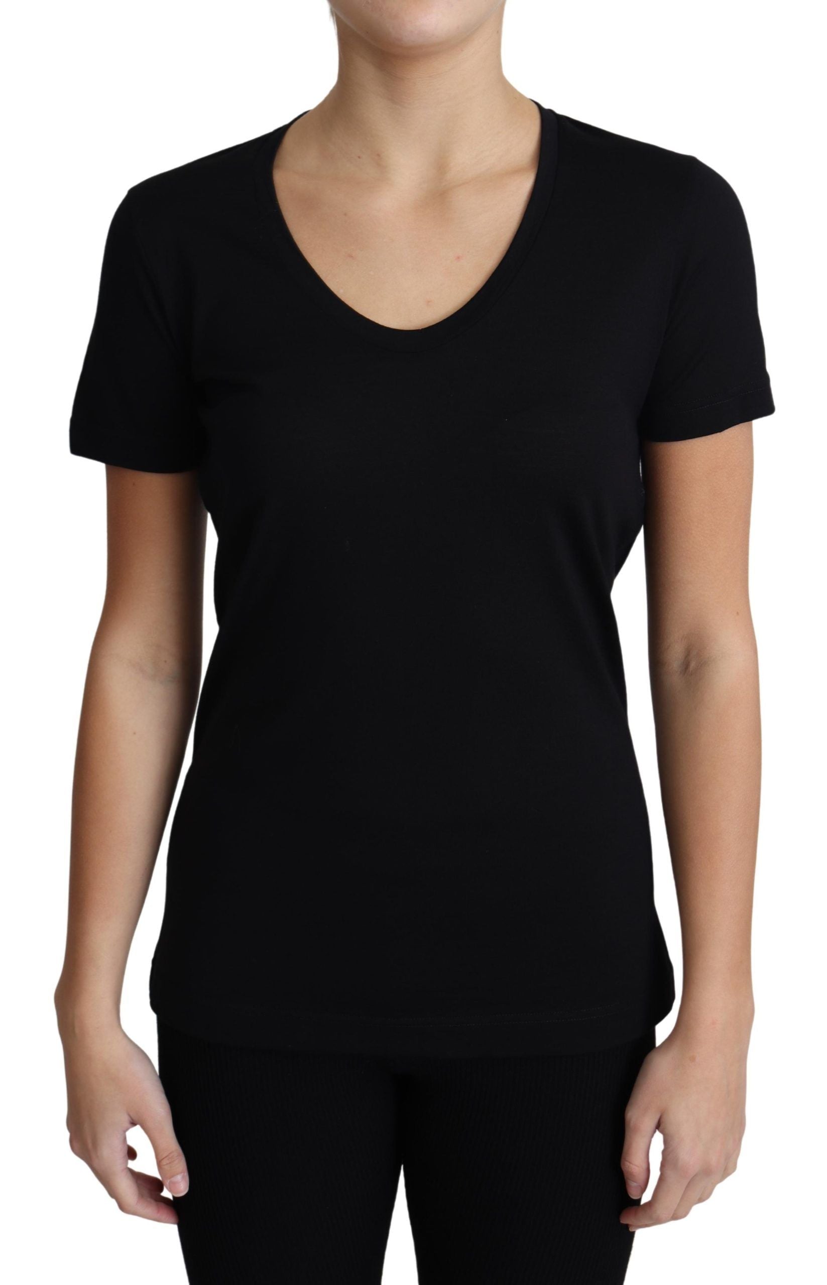 Dolce & Gabbana Black Wool Round Neck Short Sleeves T-shirt | Regal Royce