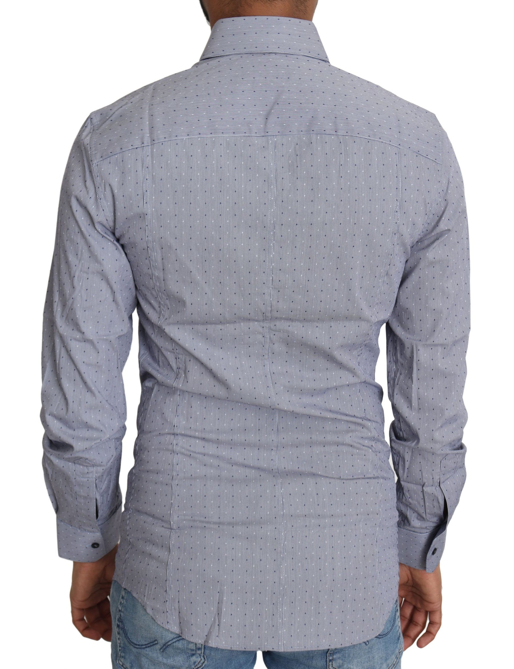 Dolce & Gabbana Gray Dotted Semi Fitted Formal SICILIA Shirt | Regal Royce