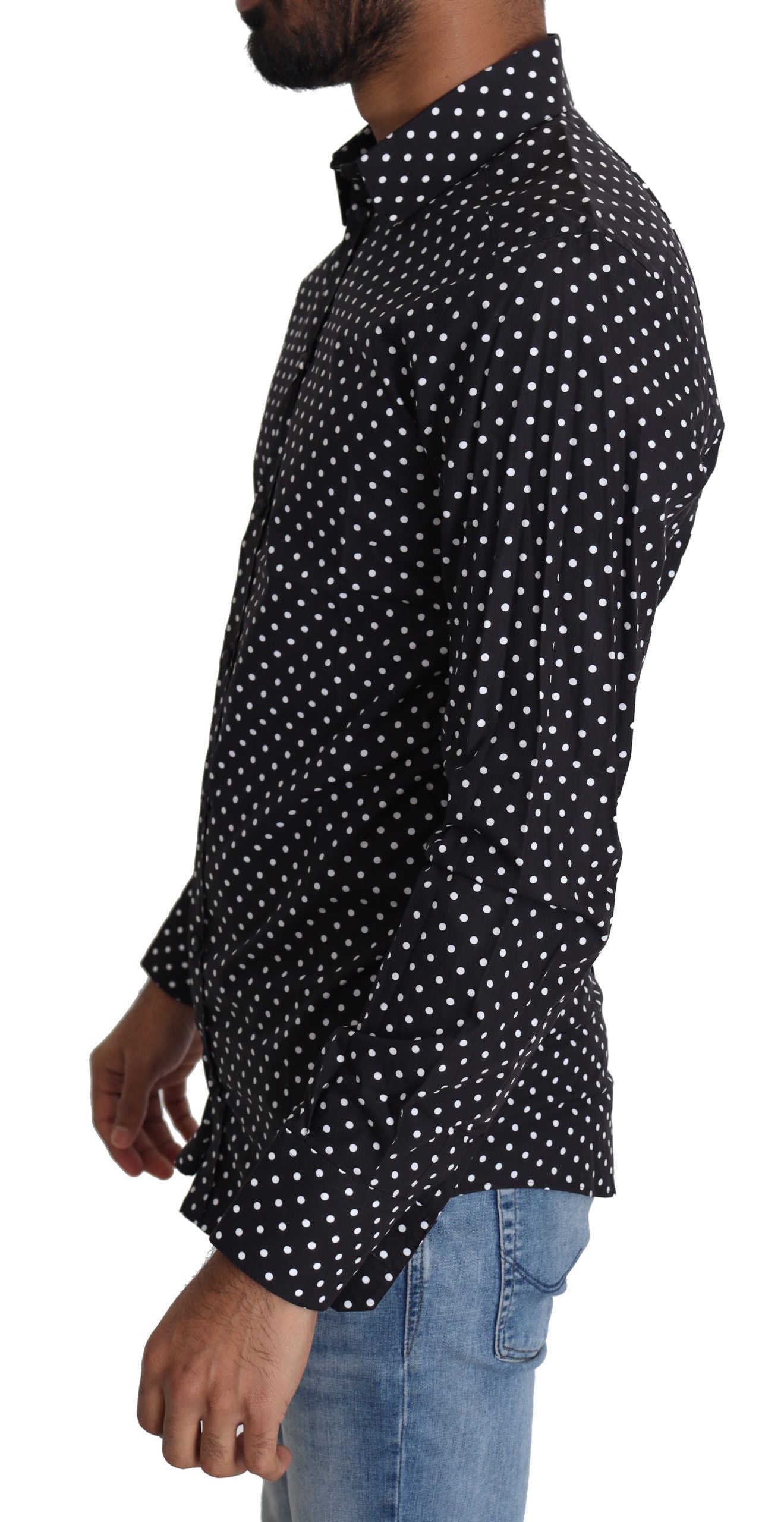 Dolce & Gabbana Black White Polka Dots Casual Shirt | Regal Royce
