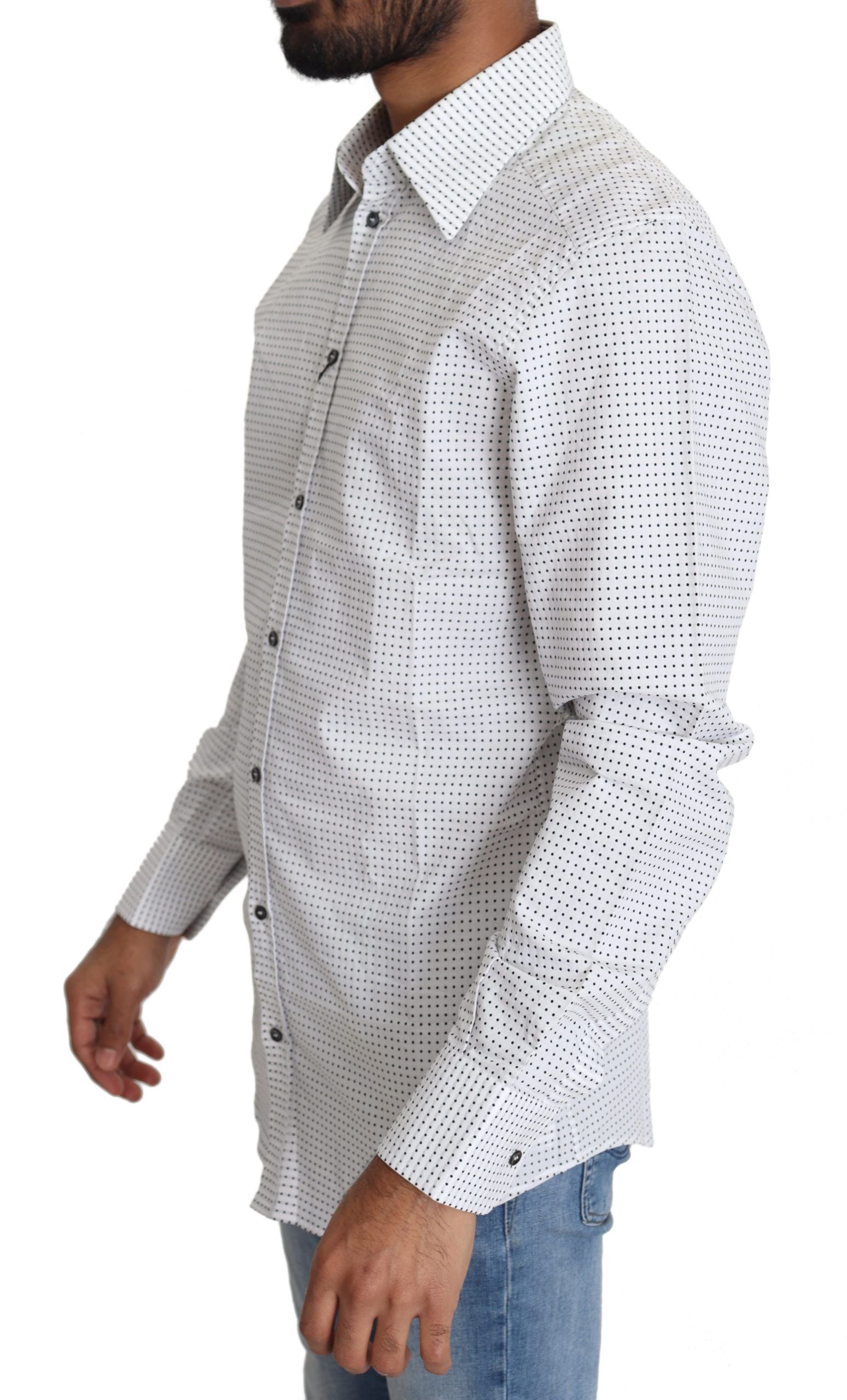 Dolce & Gabbana Black White Polka Dots Dress Shirt | Regal Royce