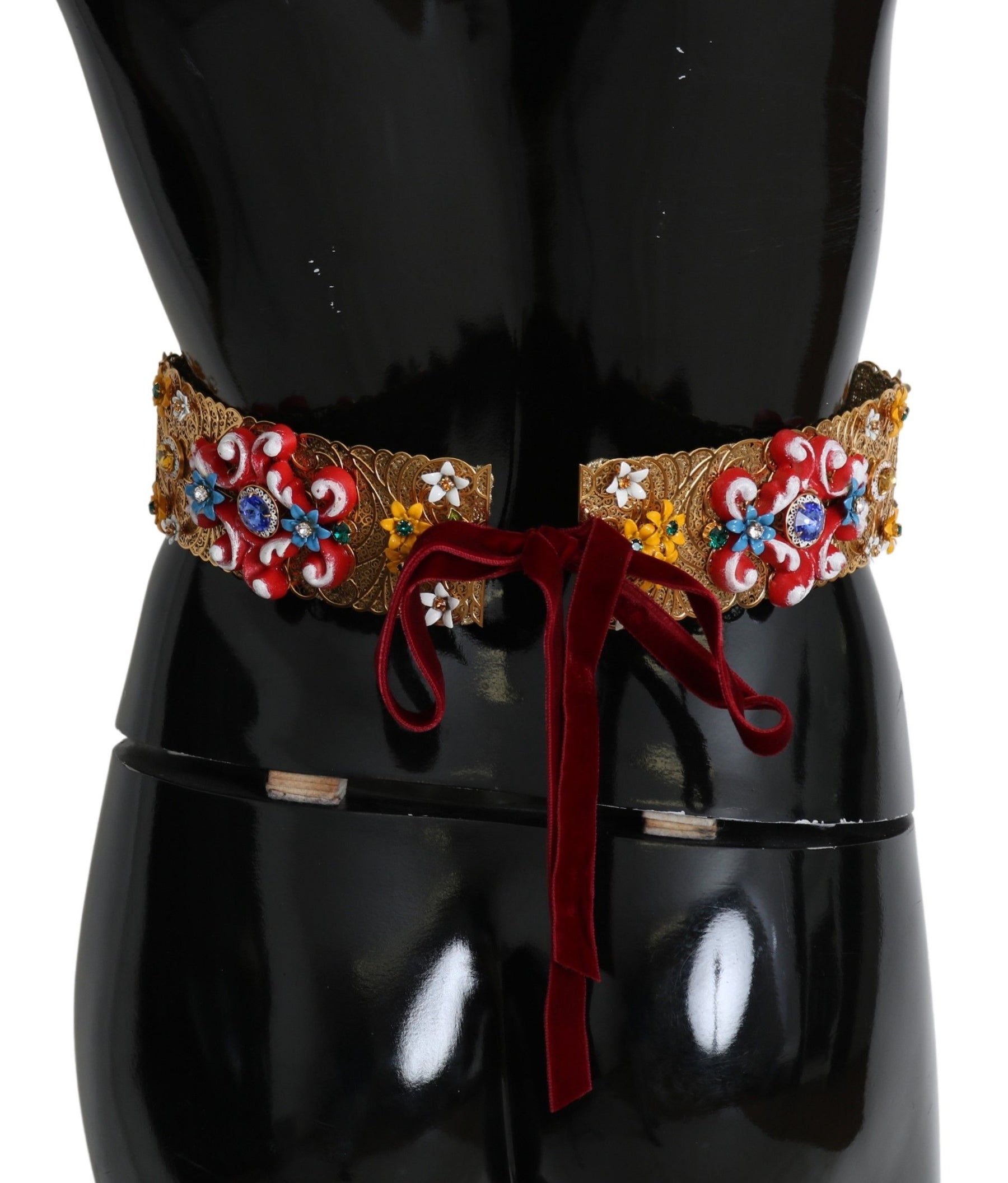 Dolce & Gabbana multicolor Embellished Floral Crystal Wide Waist Belt | Regal Royce