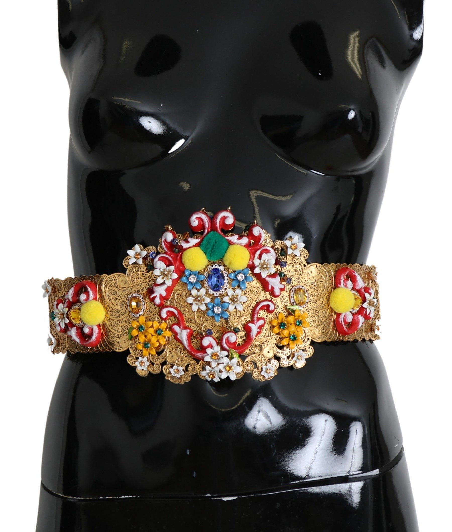 Dolce & Gabbana multicolor Embellished Floral Crystal Wide Waist Belt | Regal Royce