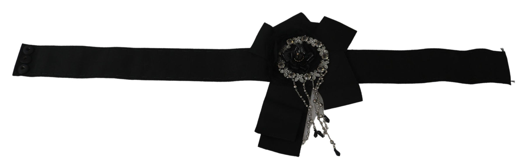 Dolce & Gabbana Black Crystal Brooch Wide Wai SATORIA Belt | Regal Royce