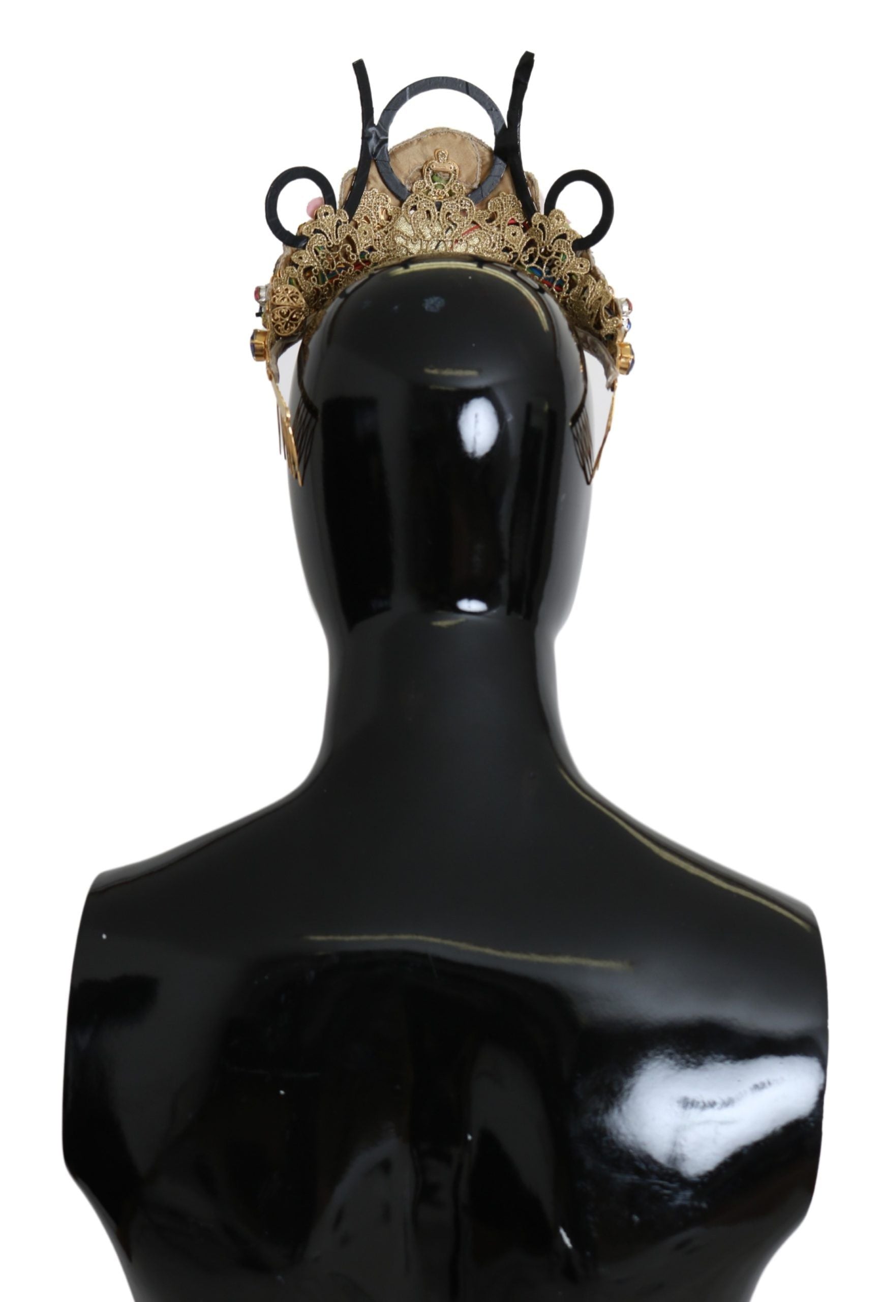 Dolce & Gabbana Gold Brass Floral Crystals LED Lights Crown Tiara Diadem | Regal Royce