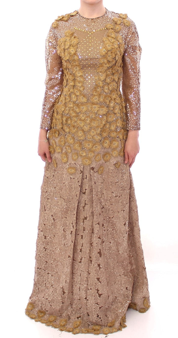 Lanre Da Silva Ajayi GOLD Long Lace Maxi Crystal Dress | Regal Royce